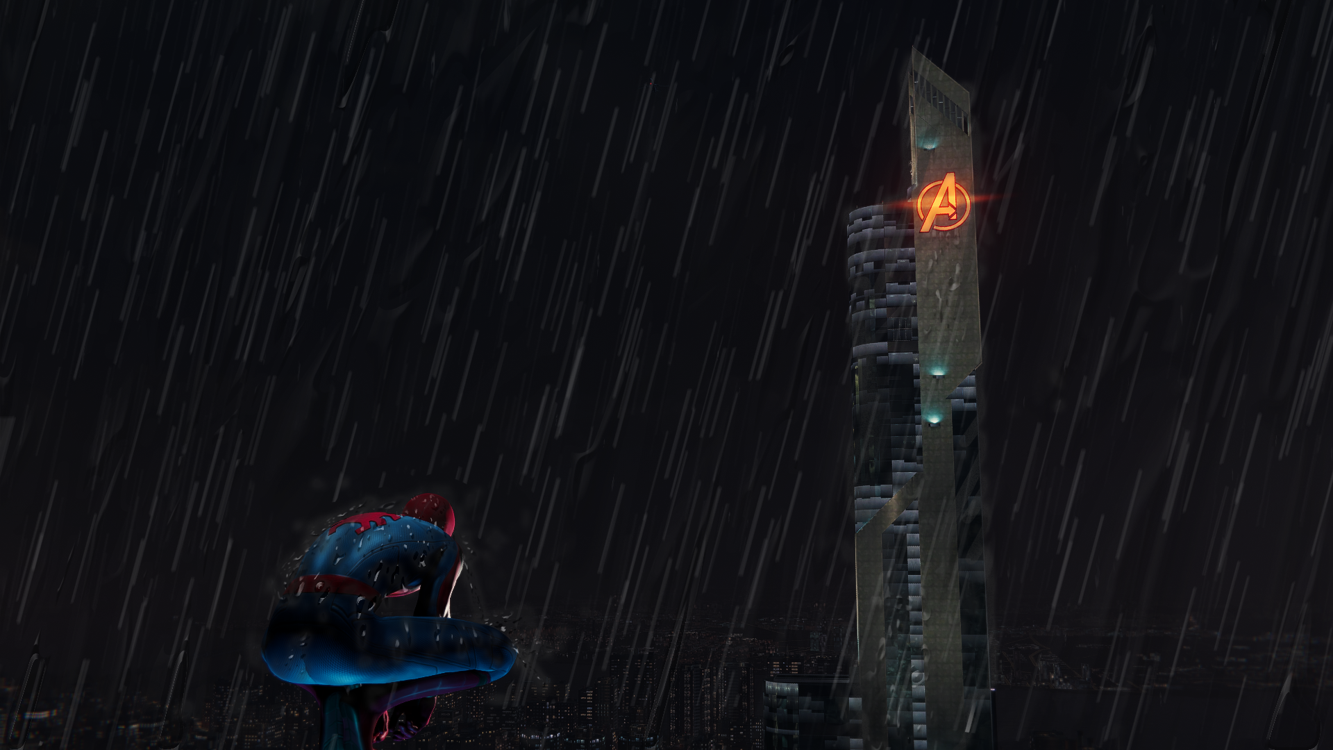 Spider Man Spider Man 3 Game Rain Night Superhero CGi 1920x1080