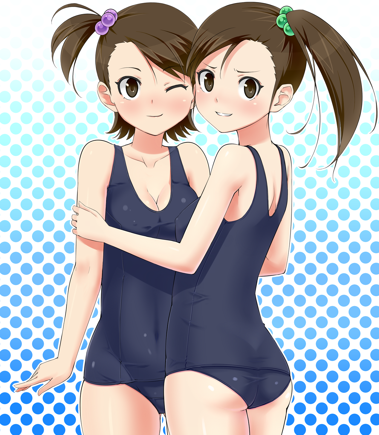 Anime Anime Girls THE IDOLM STER Futami Ami Futami Mami Long Sleeves Brunette Twins Two Women Artwor 1268x1454