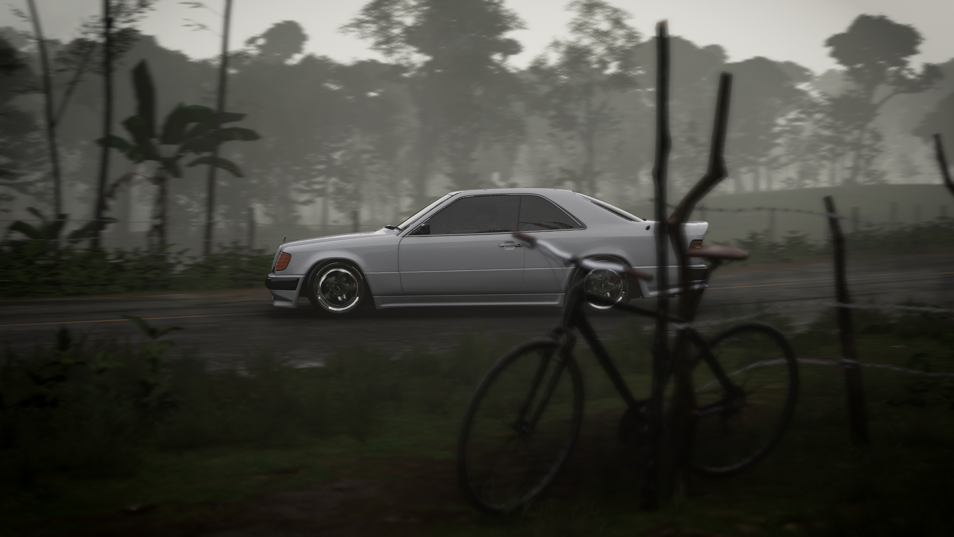 Forza Horizon 5 PlaygroundGames CGi Video Games Vehicle Forest Bicycle Trees Mercedes Benz Side View 1920x1080