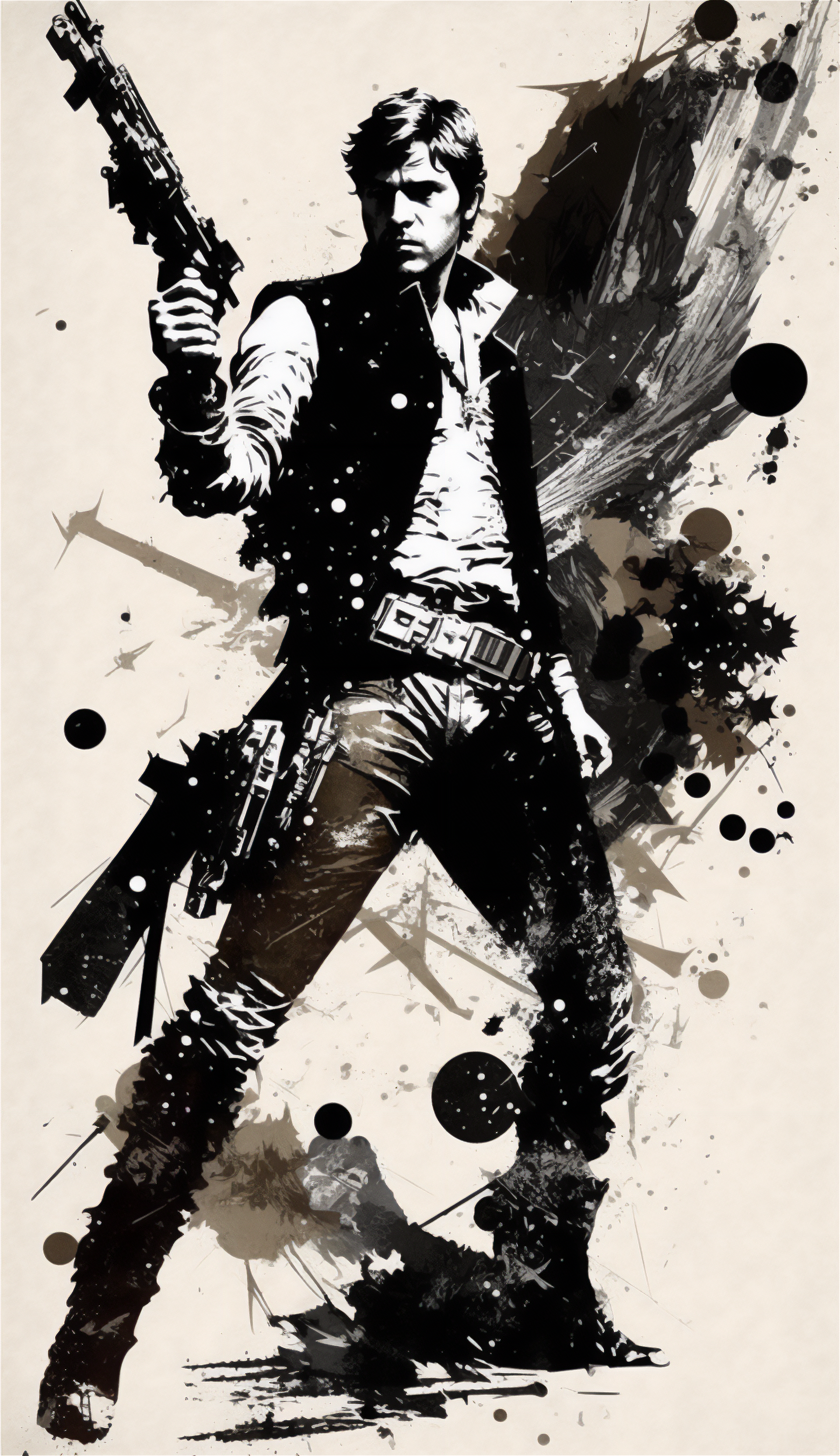 Ai Art Illustration Vertical Portrait Display Han Solo Star Wars Gun 1920x3328