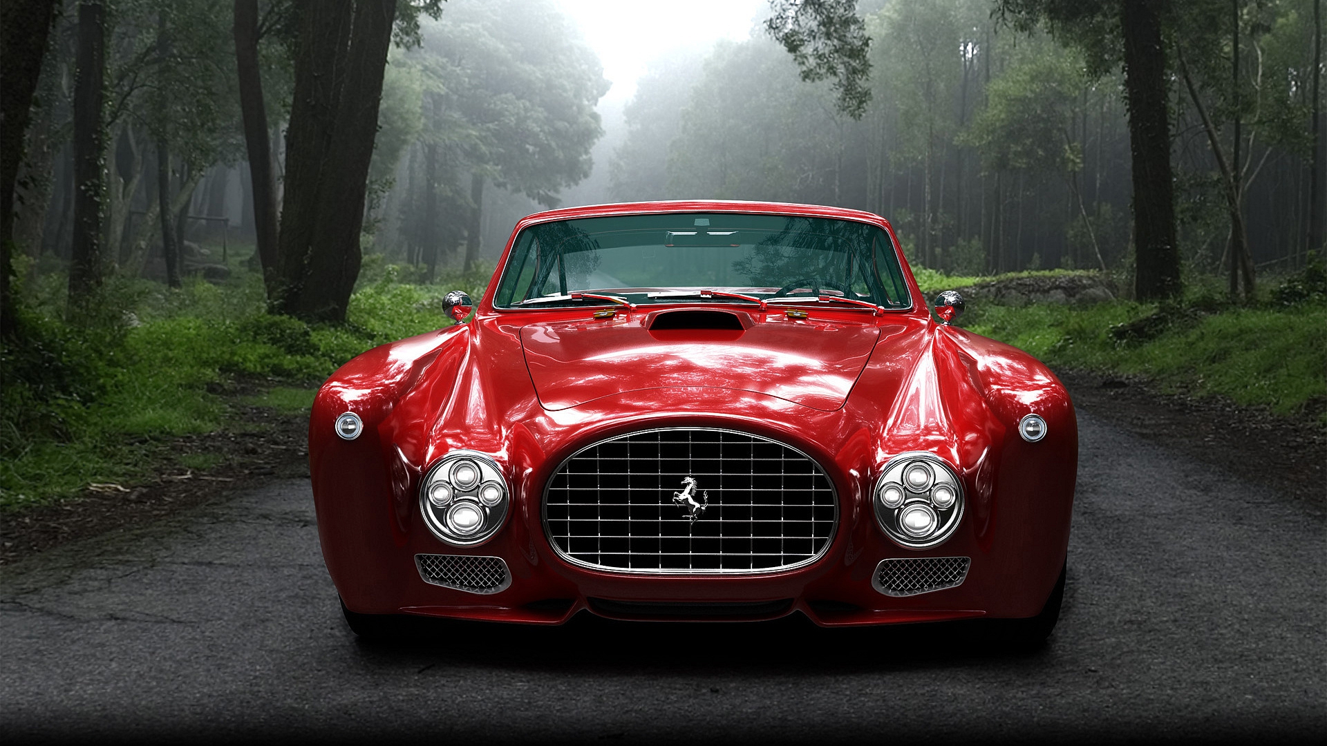 Colorful Photography Car Ferrari Vehicle Frontal View Red Cars Trees Nature Reflection Sunlight 1920x1080