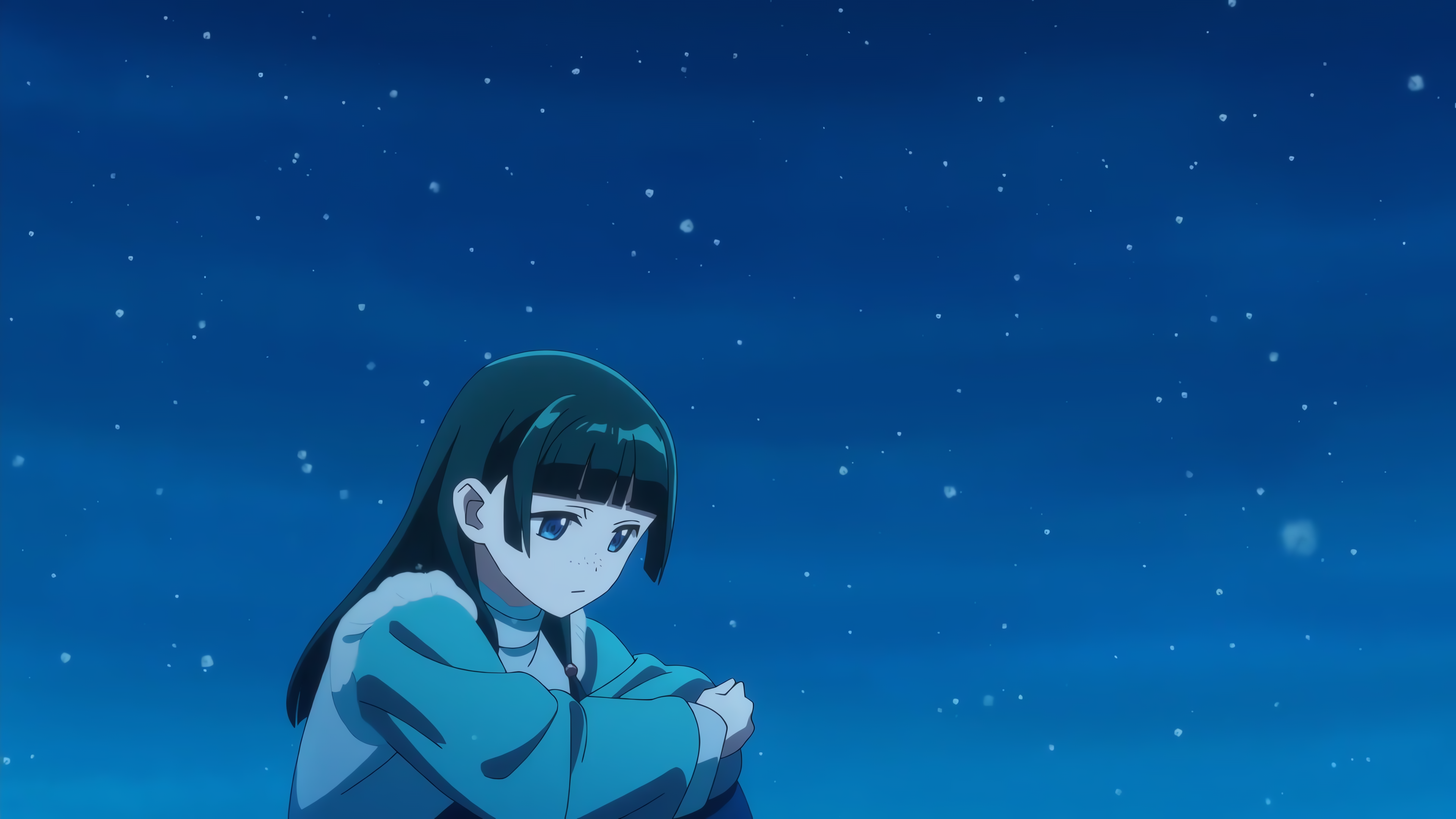 Anime Girls Anime The Apothecary Diaries Snow Night Green Hair Winter Clothing 3840x2160
