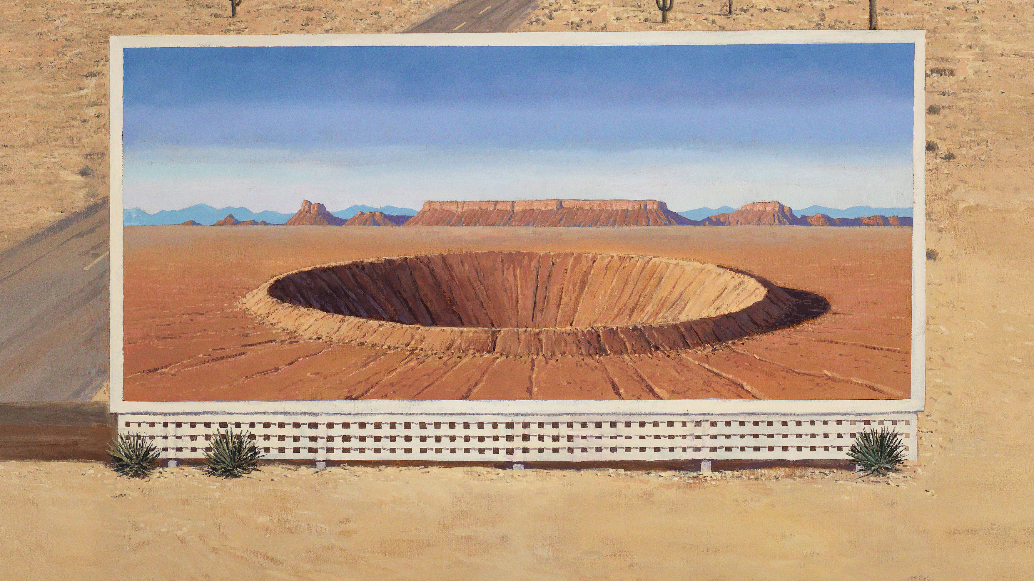 Asteroid City Movie Poster Movies Wes Anderson Digital Art Desert Canyon Rock Formation Asteroid Bil 3517x1978