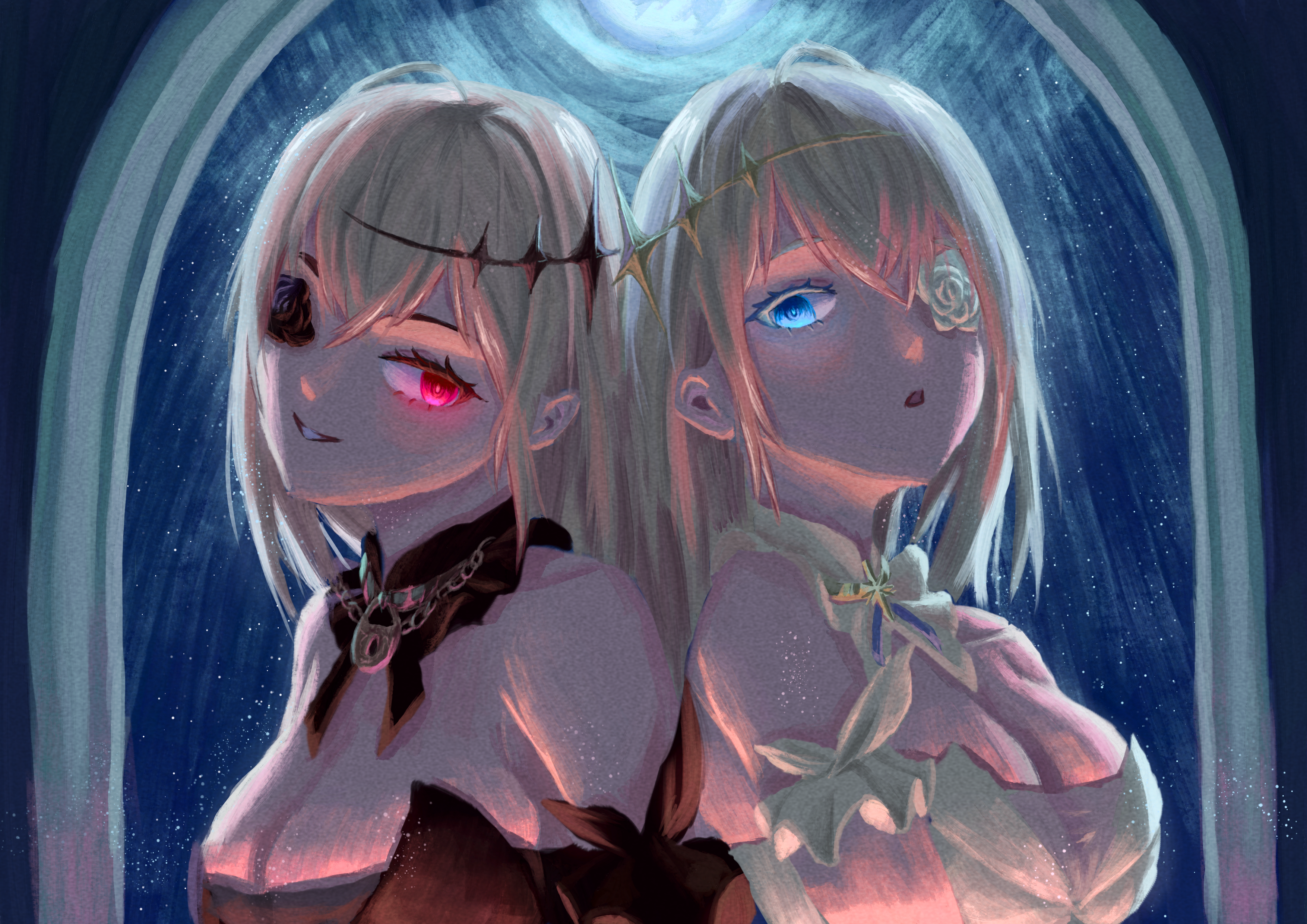 Anime Anime Girls Azur Lane Emden Azur Lane Long Hair White Hair Twins Two Women Artwork Digital Art 3508x2480