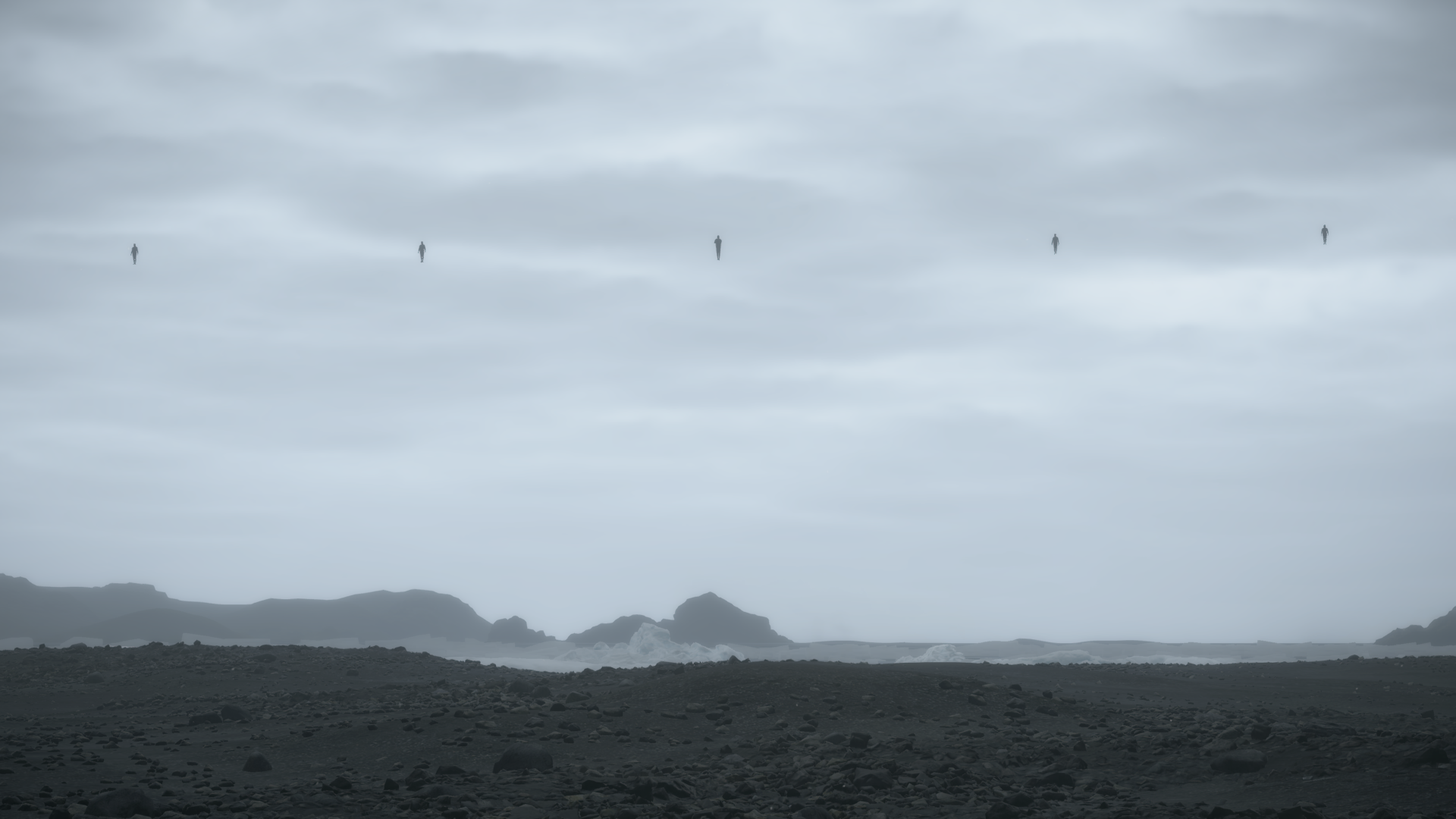 Kojima Productions Death Stranding Video Games Beach Mist Iceberg Rocks Horizon 1920x1080