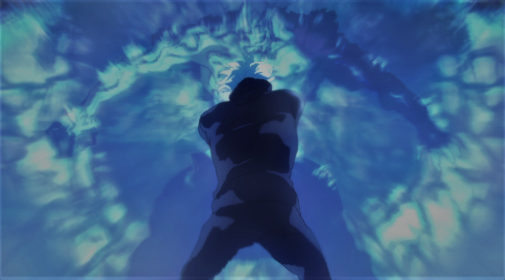Jujutsu Kaisen Satoru Gojo Uniform Fighting Hanami White Hair Blue Muscles Anime Anime Screenshot An 1920x1067
