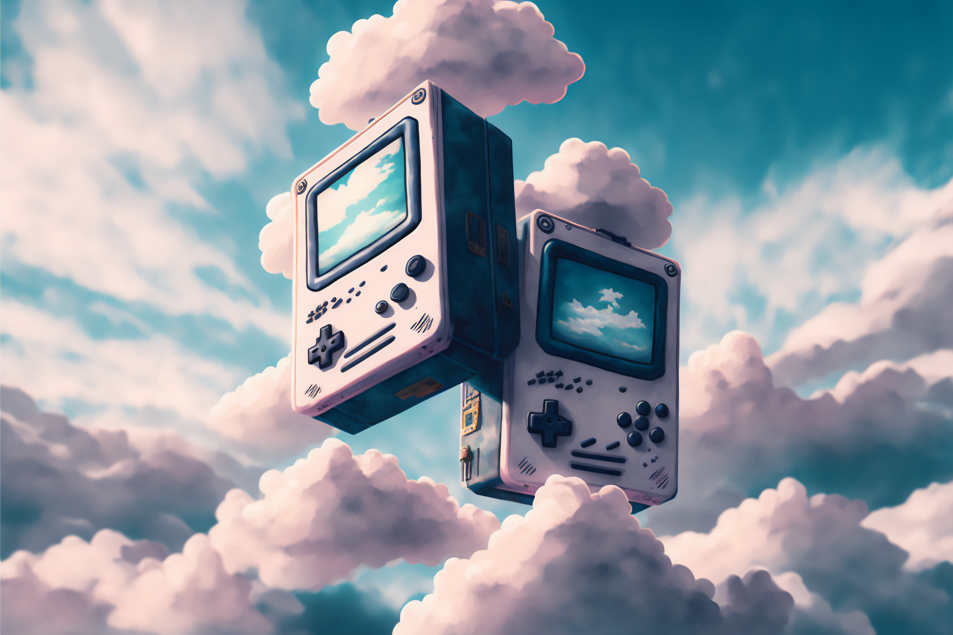 Ai Art GameBoy Clouds Sky Illustration Video Game Art Video Games 3072x2048