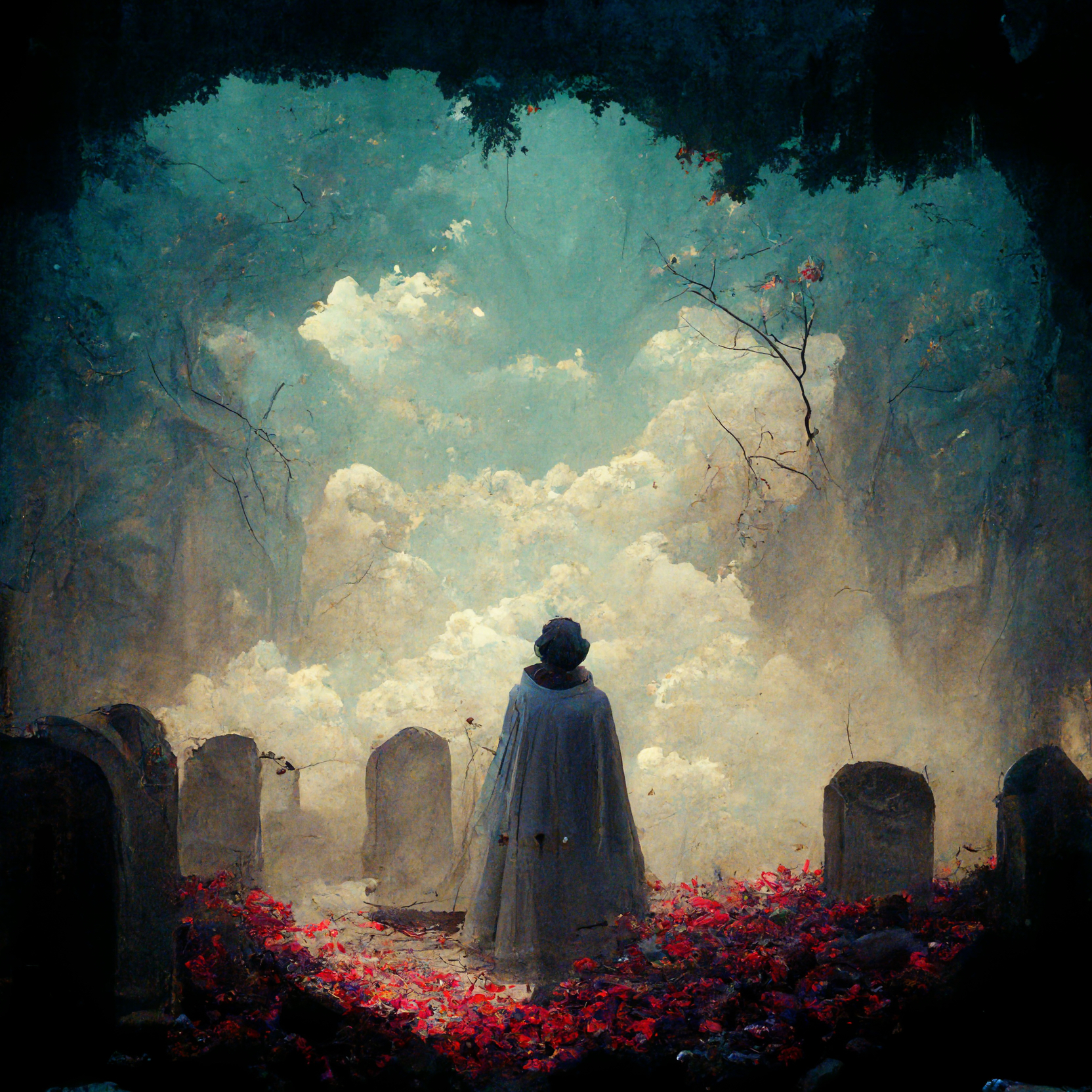 Graveyards Clouds Death Flowers Ai Art 1664x1664