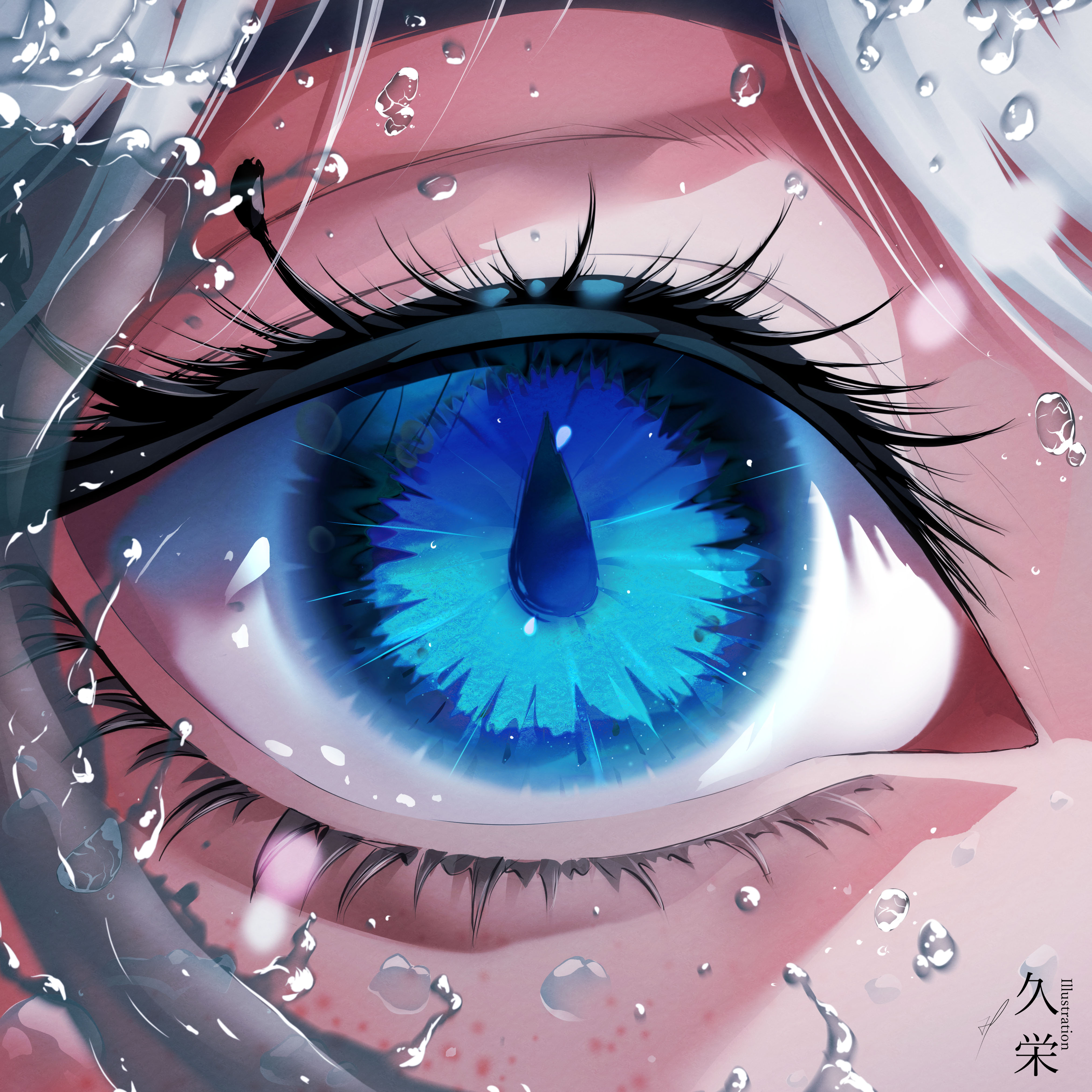 Genshin Impact Blue Eyes Portrait Display Closeup Looking At Viewer Water White Hair Water Drops Ret 4050x4050