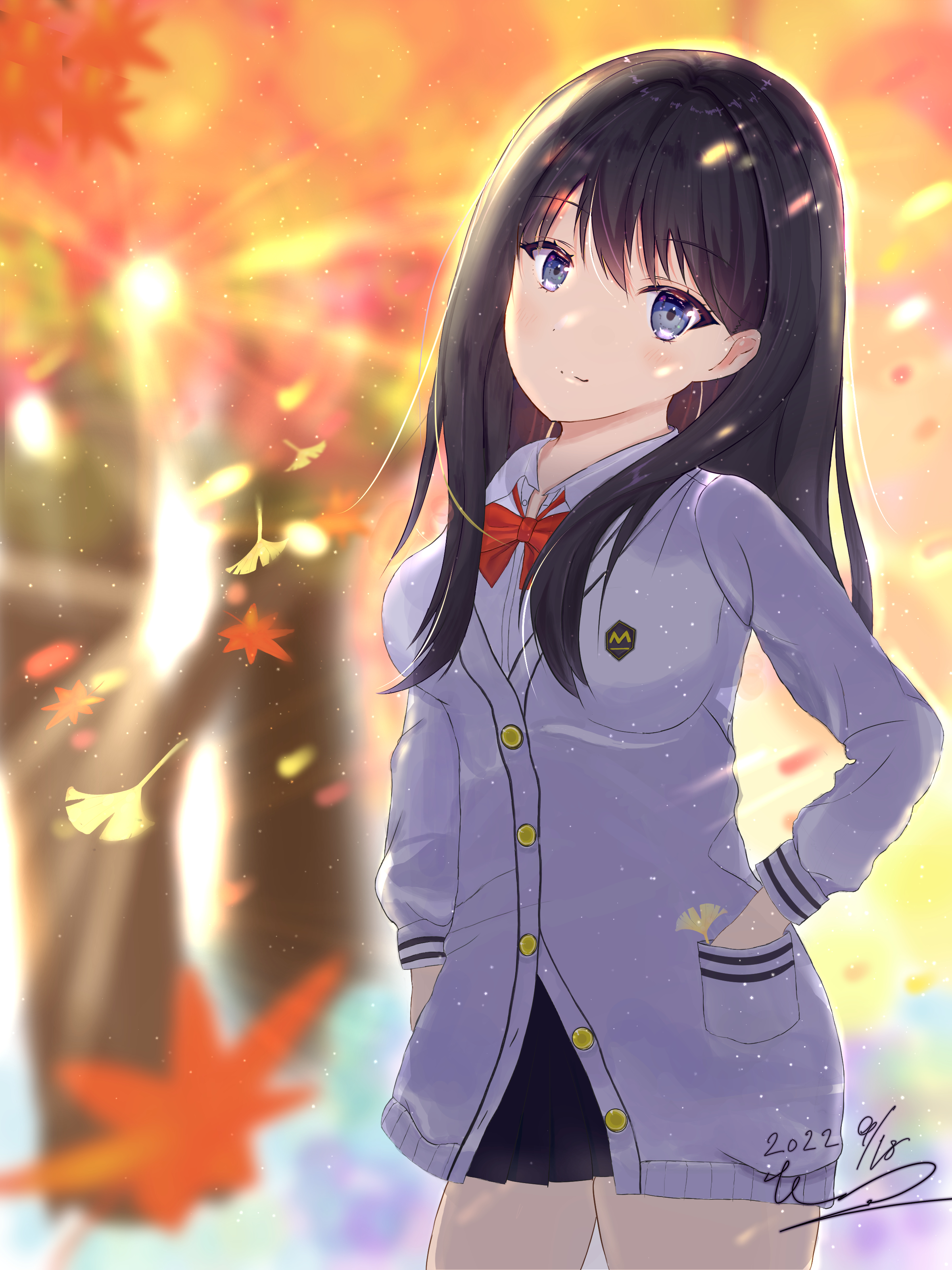 Anime Anime Girls SSSS GRiDMAN Takarada Rikka Long Hair Black Hair Solo Artwork Digital Art Fan Art  2400x3200