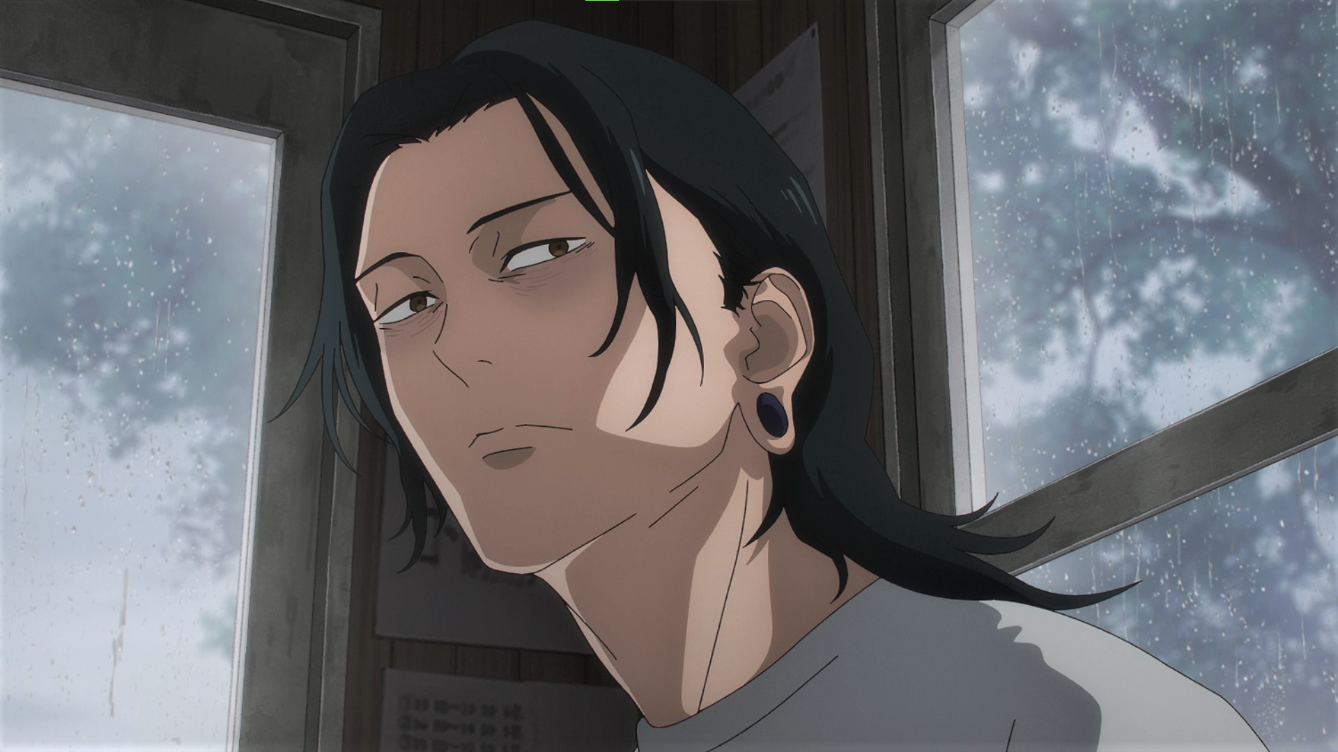 Jujutsu Kaisen Suguru Geto Earring Eyebags Long Hair Rain Frown Trees Anime Anime Screenshot Anime B 1920x1080