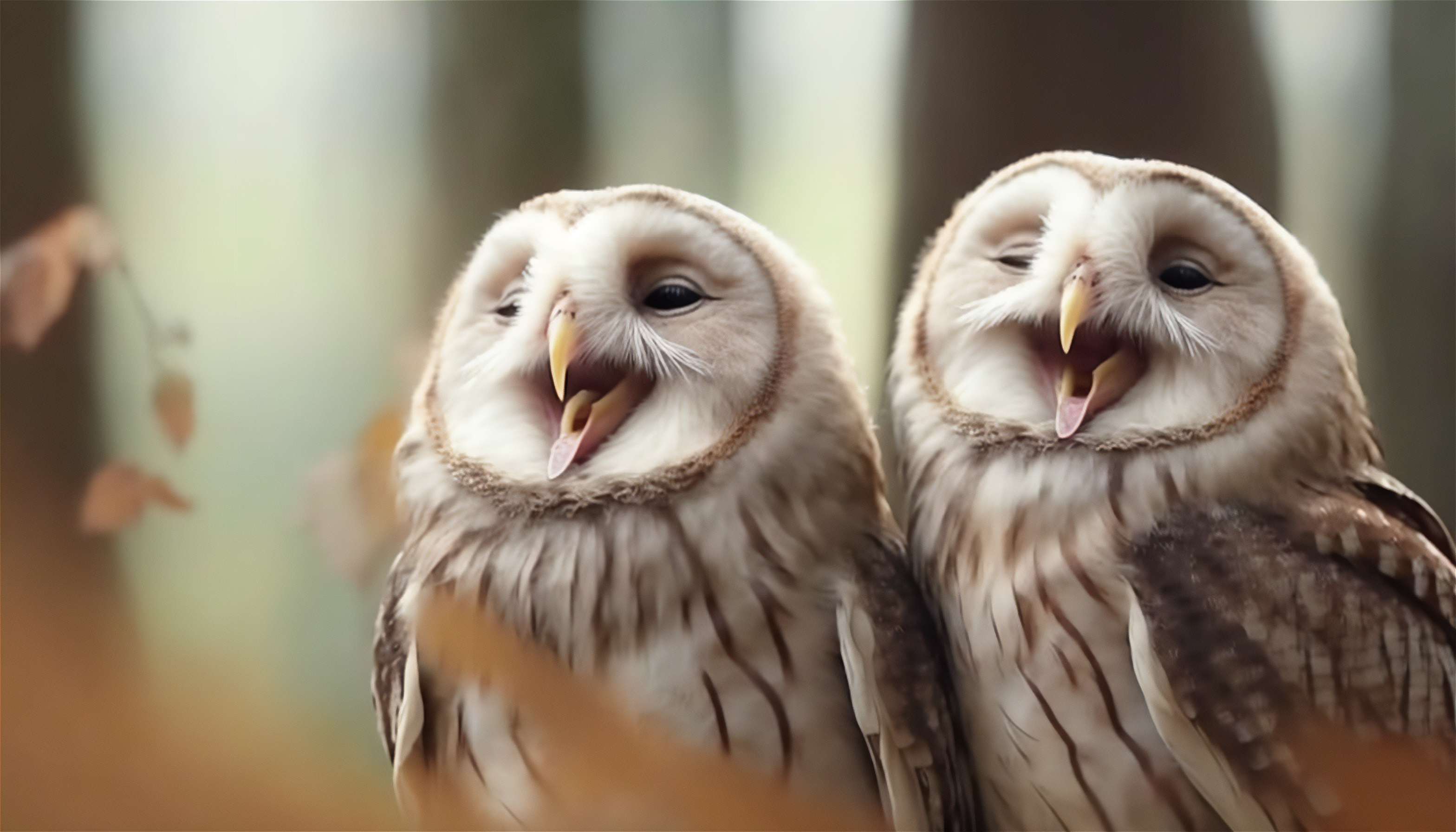 Ai Art Owl Laughing Animals Nature 3136x1792
