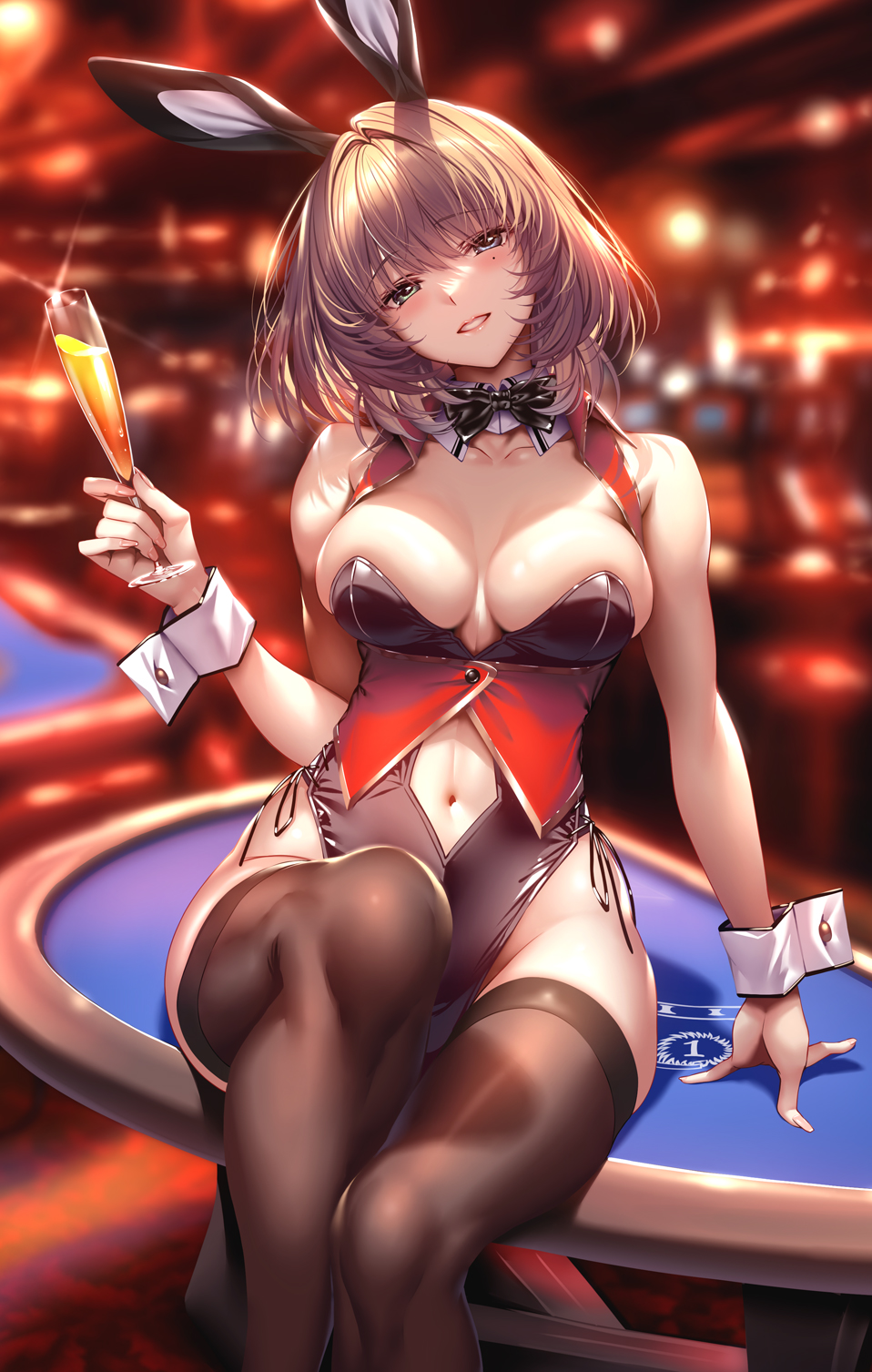 THE IDOLM STER Bunny Girl Blurry Background Bunny Ears Looking At Viewer Head Tilt Portrait Display  958x1507