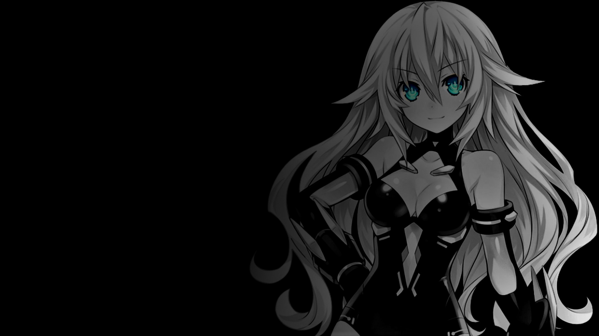 Anime Girls Selective Coloring Black Background Simple Background Dark Background Hyperdimension Nep 1920x1080