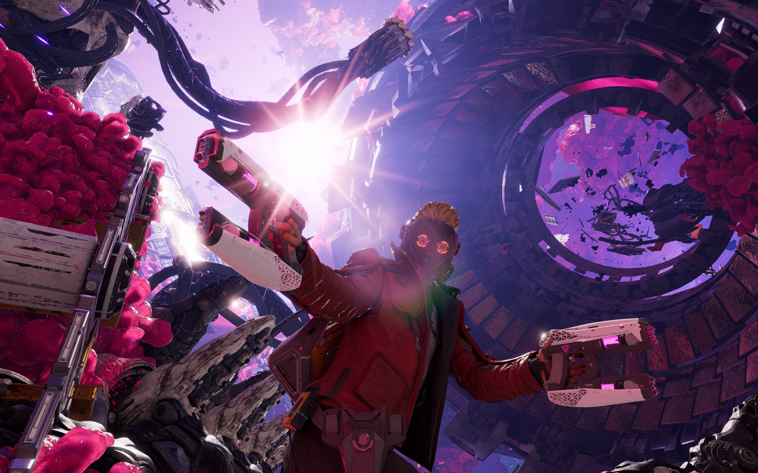 Guardians Of The Galaxy Game Screen Shot Video Games Peter Quill Star Lord Gun Video Game Characters 2560x1600