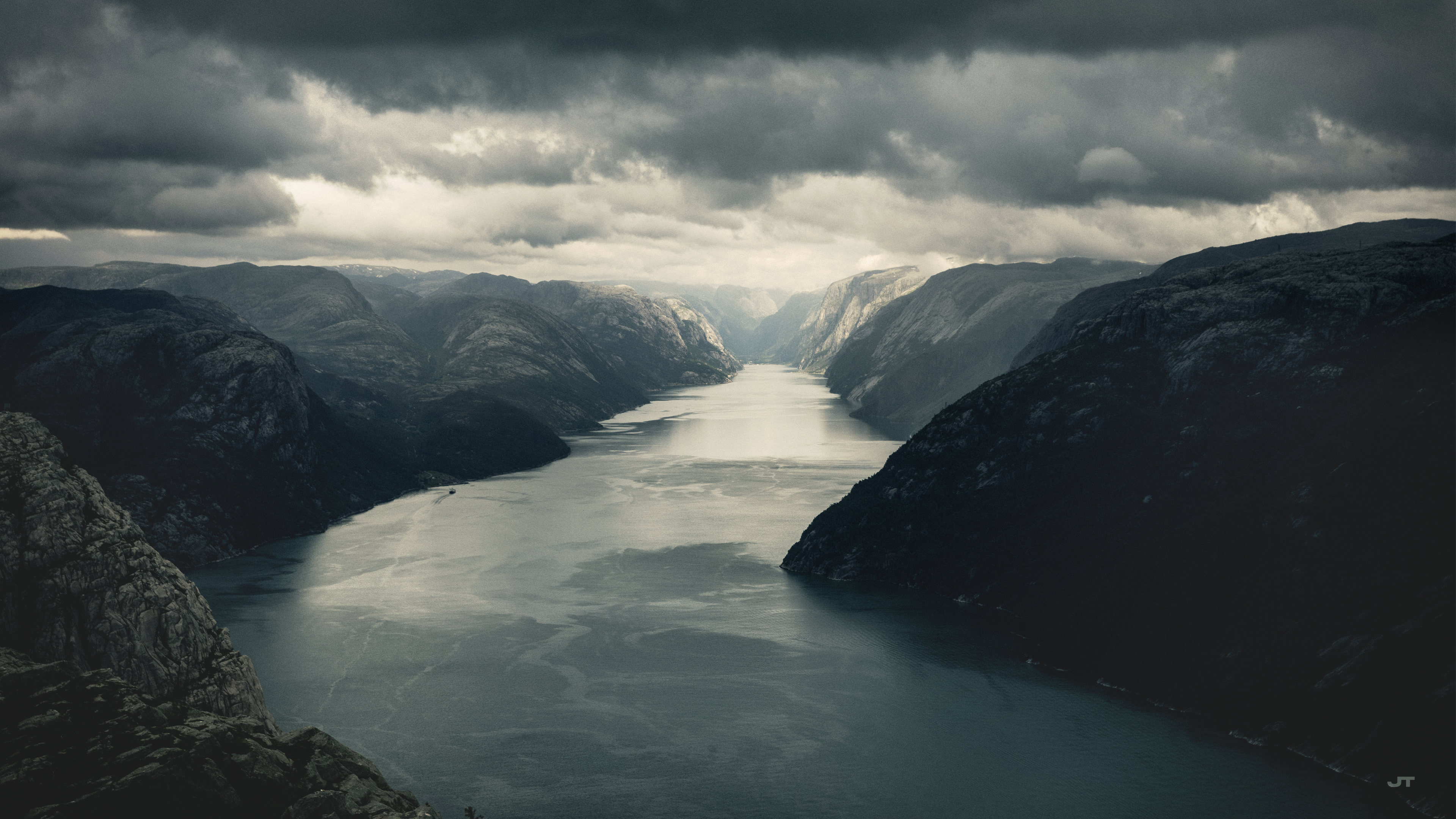 Photography Norway Preikestolen Mountains Forest River Clouds Water Sky Nature 3840x2160