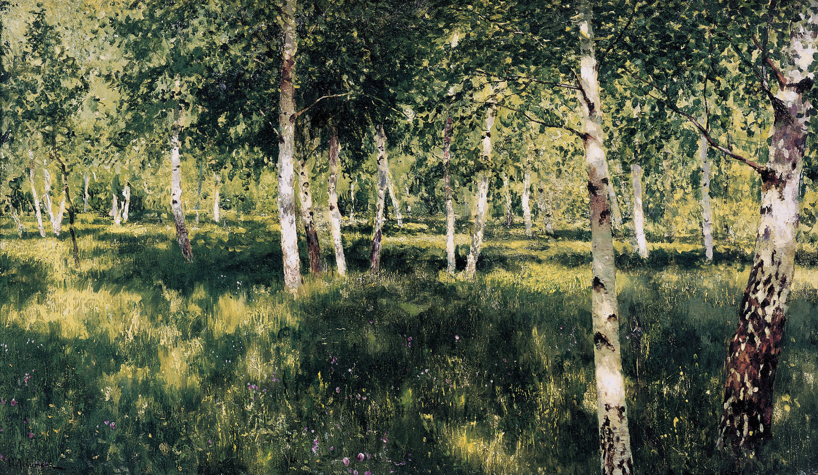 Isaac Ilyich Levitan Traditional Art Artwork Trees Grass Nature Forest Flowers 2755x1600