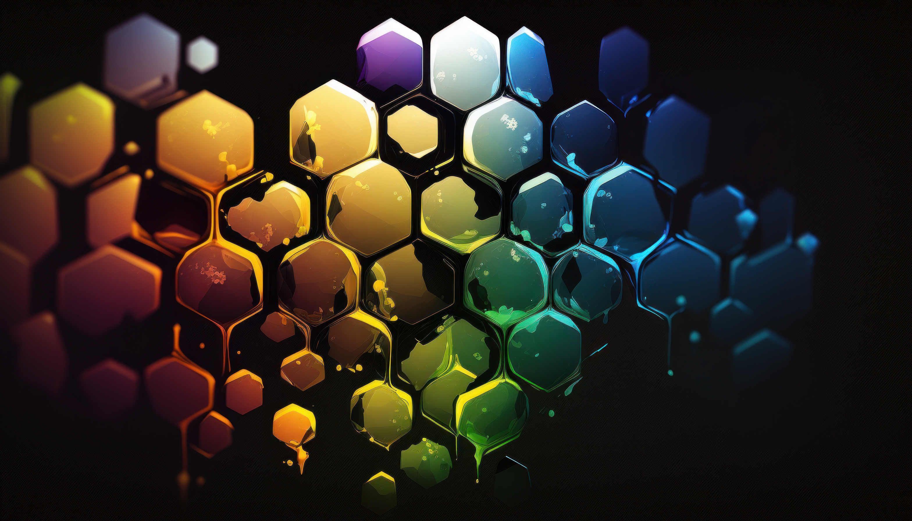 Ai Art Hexagon Colorful Minimalism Simple Background 3136x1792