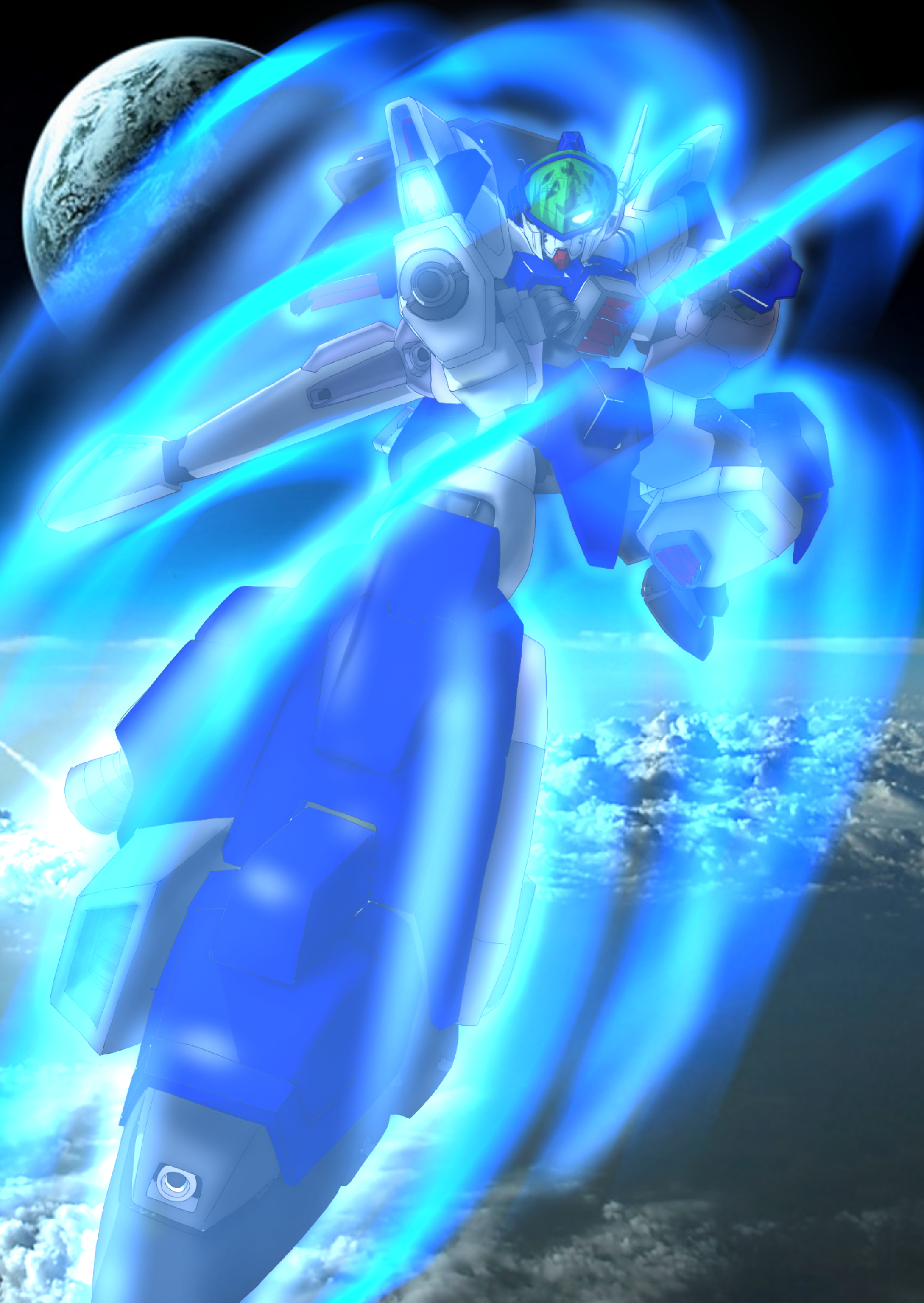 Anime Mechs Layzner Blue Meteor SPT Layzner Super Robot Taisen Artwork Digital Art Fan Art 2179x3071