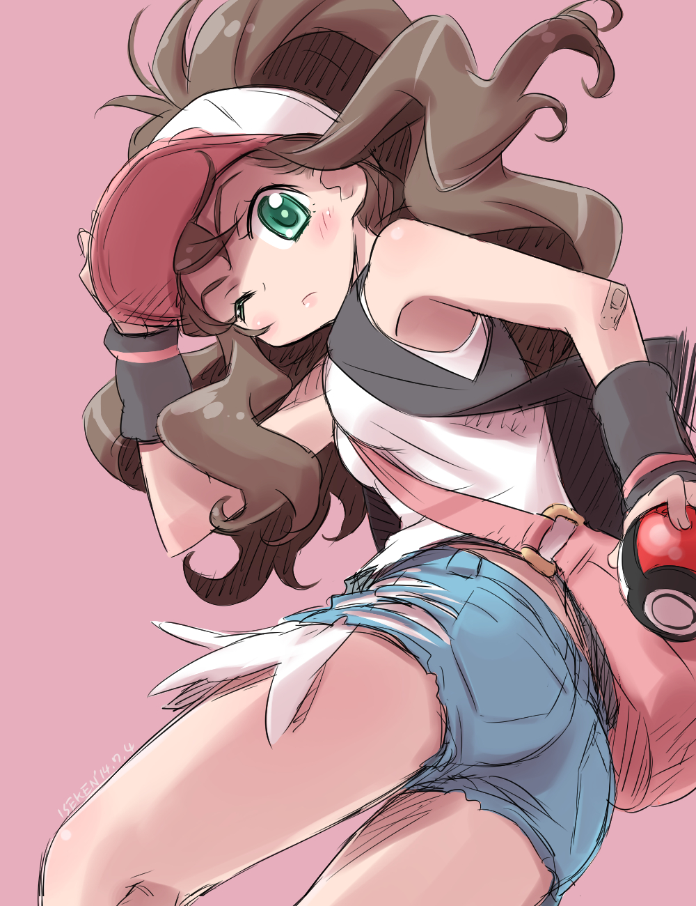 Anime Anime Girls Pokemon Hilda Pokemon Long Hair Ponytail Brunette Solo Artwork Digital Art Fan Art 1000x1300
