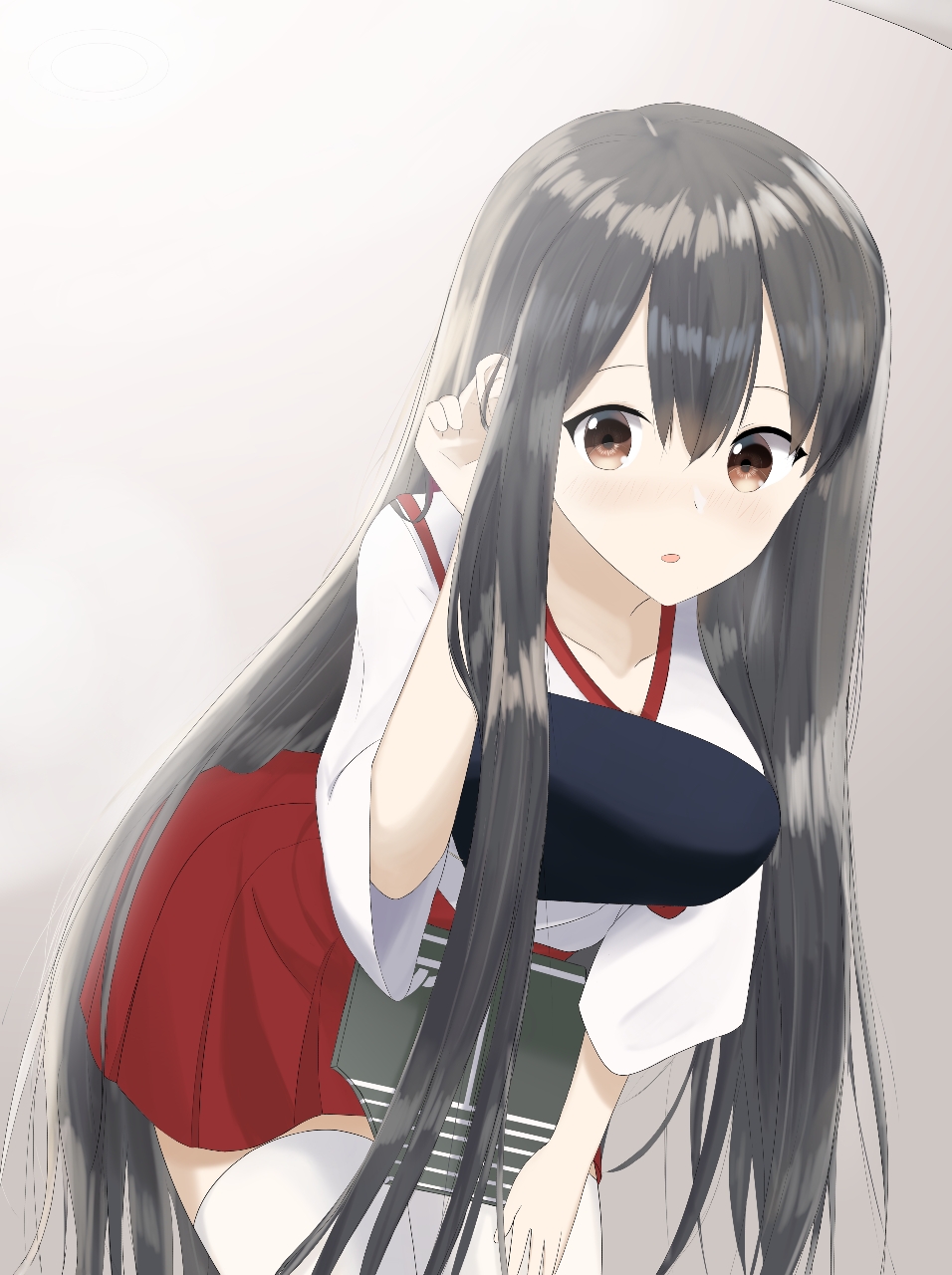 Anime Anime Girls Kantai Collection Akagi KanColle Long Hair Brunette Solo Artwork Digital Art Fan A 956x1280