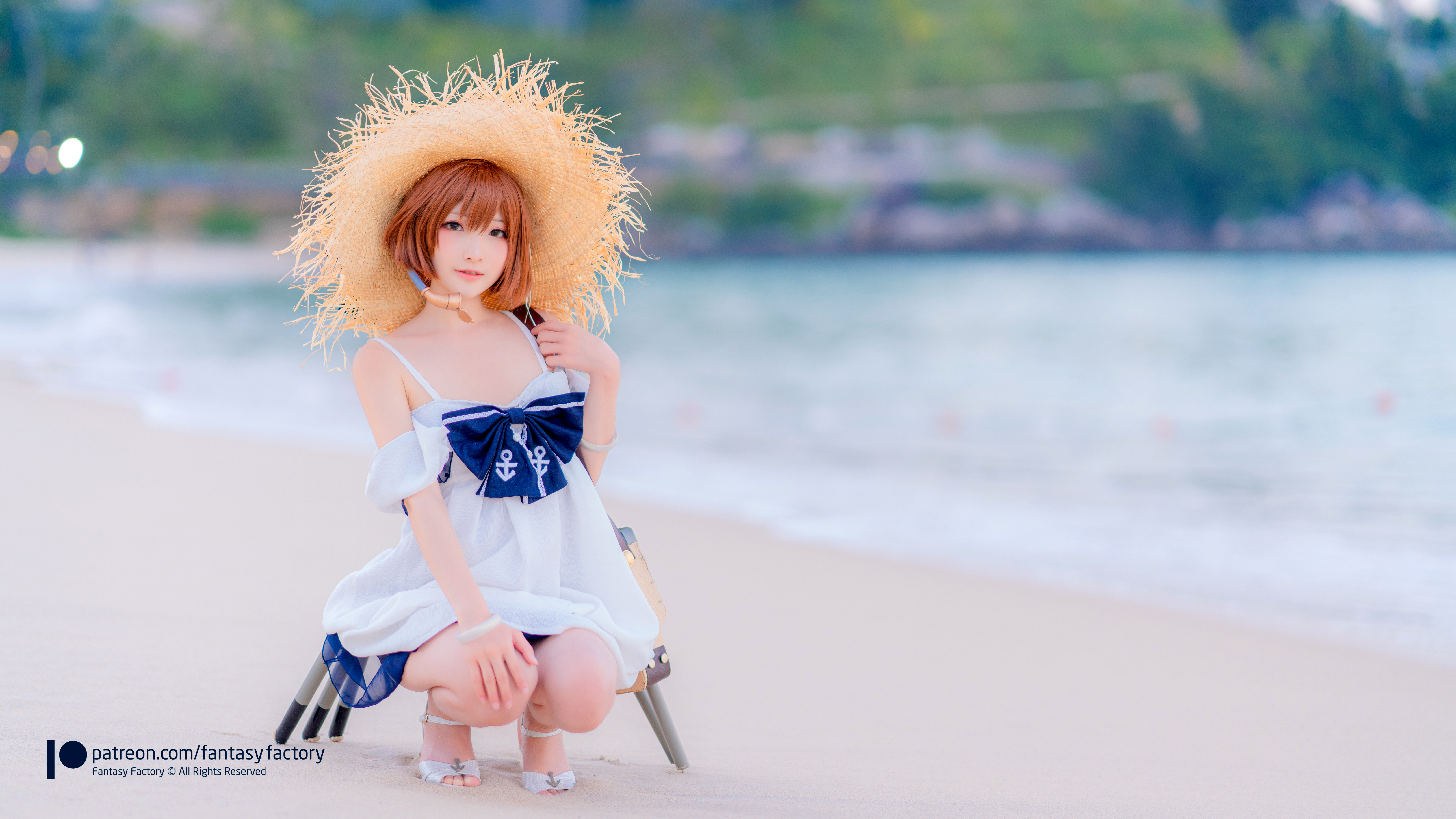 Women Model Asian Cosplay Yukikaze KanColle Kantai Collection Anime Anime Girls Straw Hat Dress Wome 7952x4473