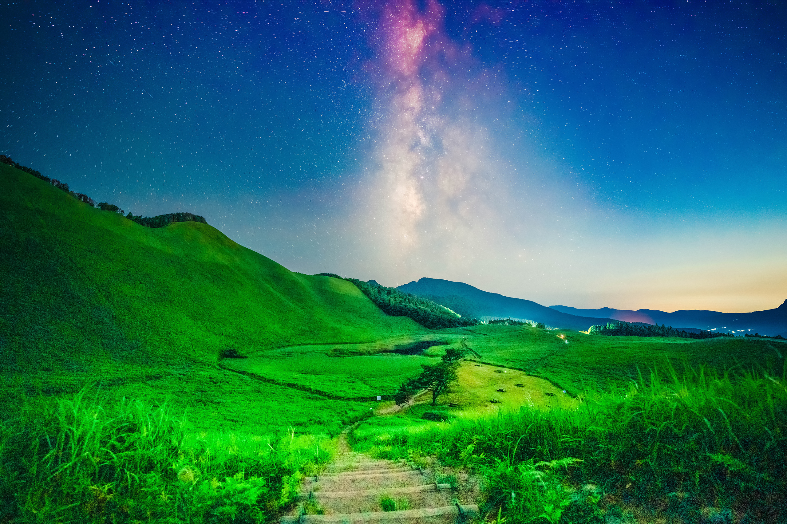 Japan Stars Night Sky Milky Way Nature Grass 2560x1705