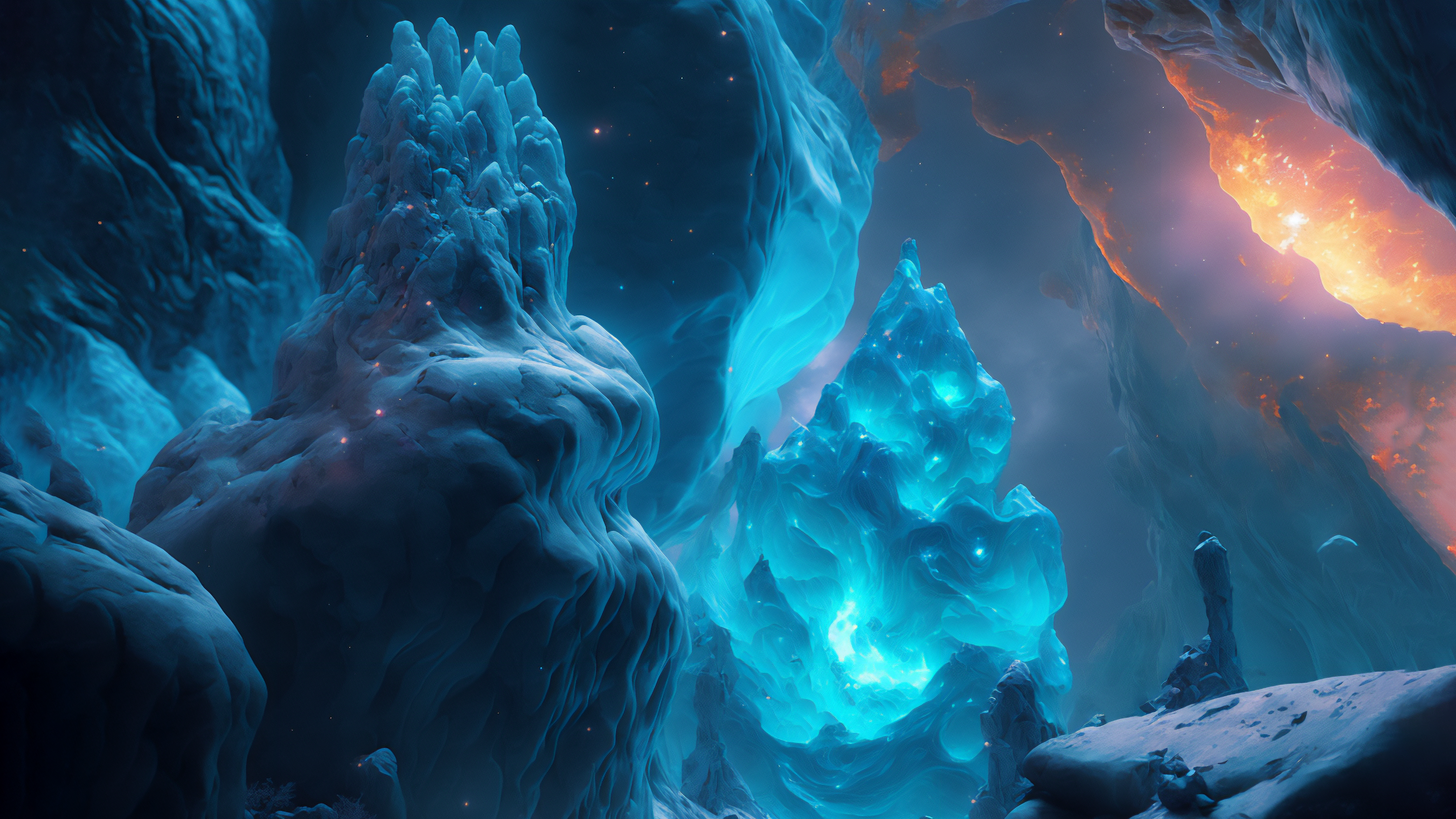 Ai Art Space Nebula Ice Snow 3350x1885