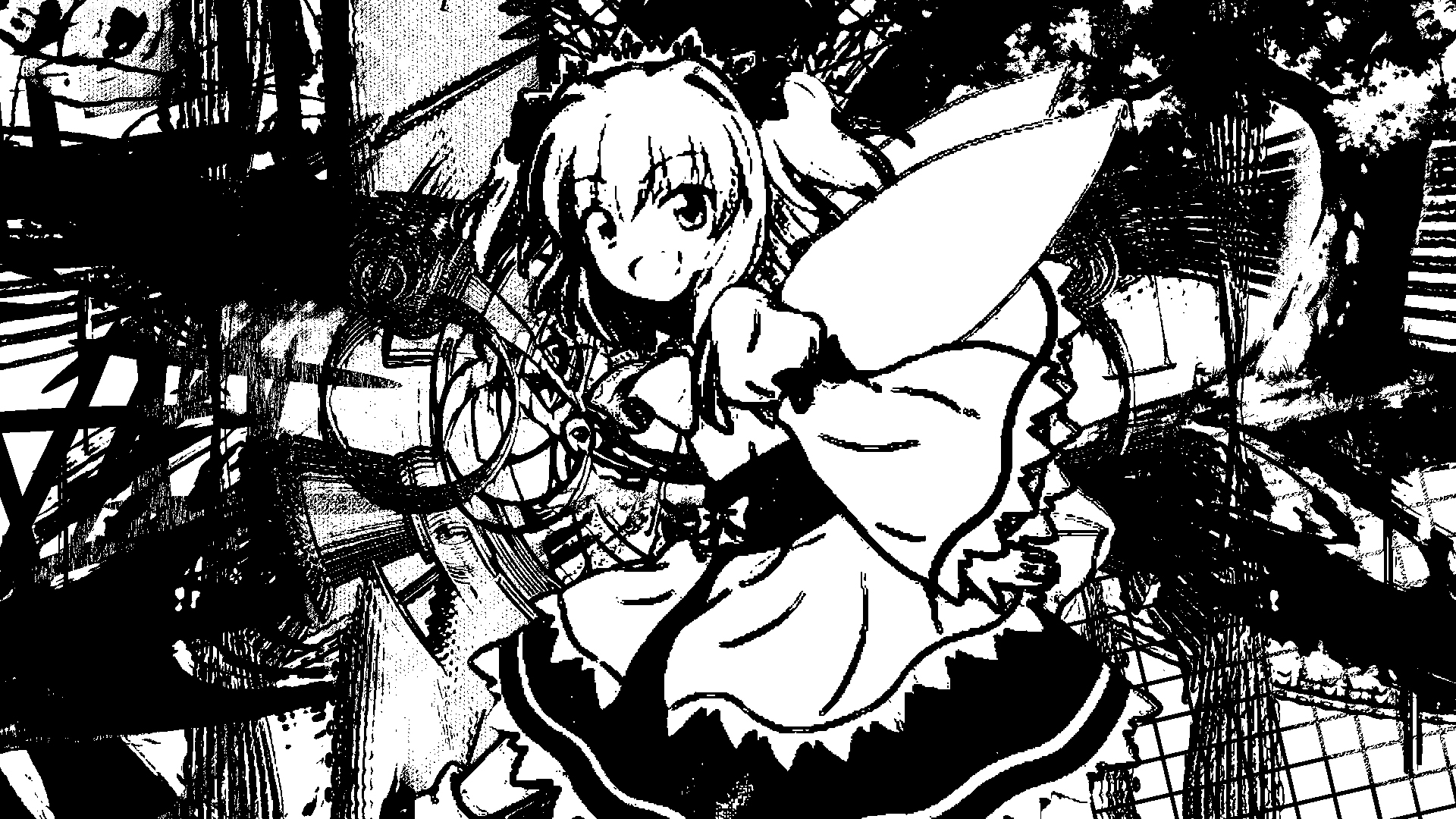 Anime Girl With Wings Anime Girls Sunny Milk Monochrome Ink Touhou Abstract 1920x1080