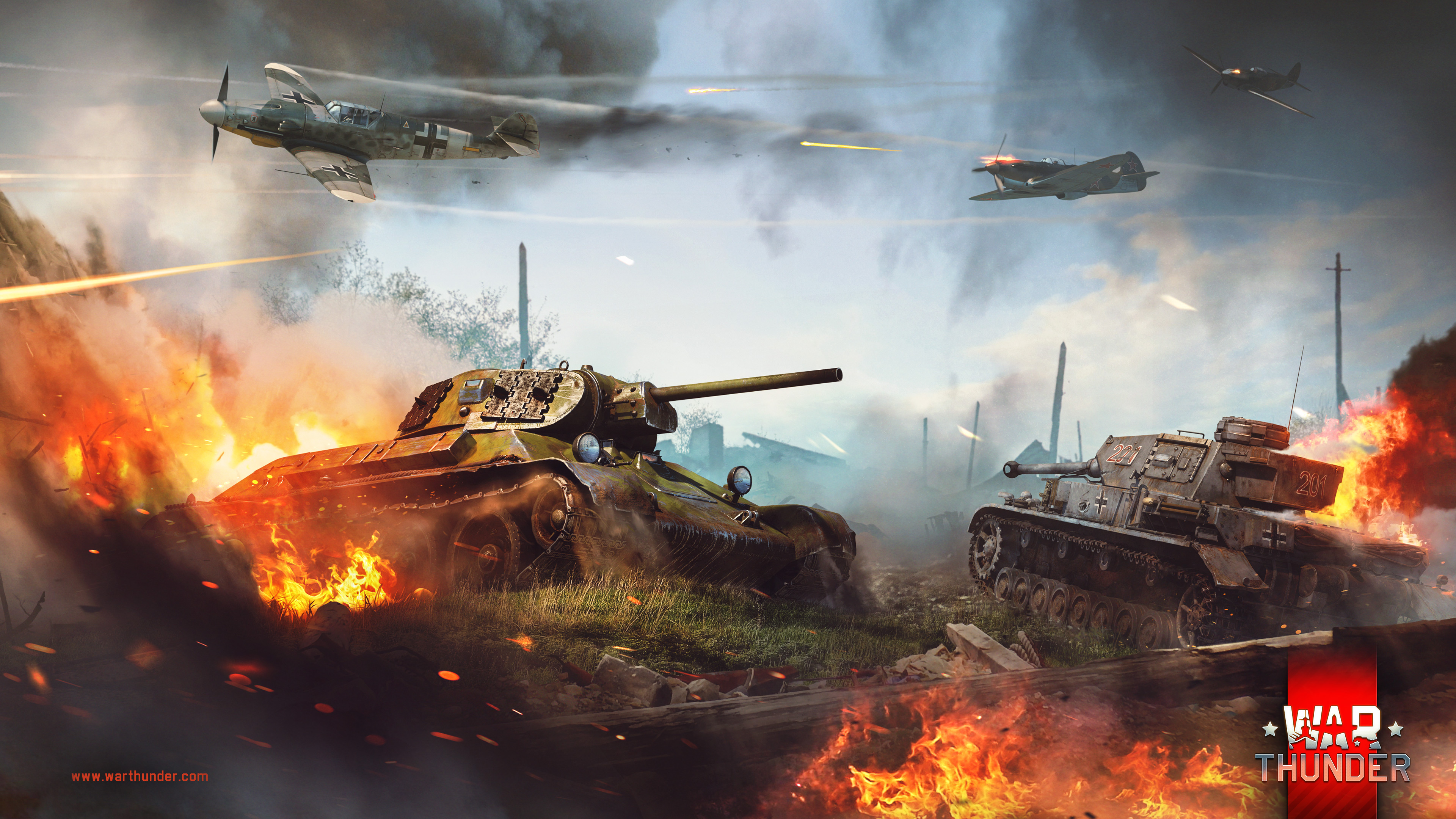 Tank Gaijin Entertainment War Thunder Aircraft Video Games Logo Fire 3840x2160