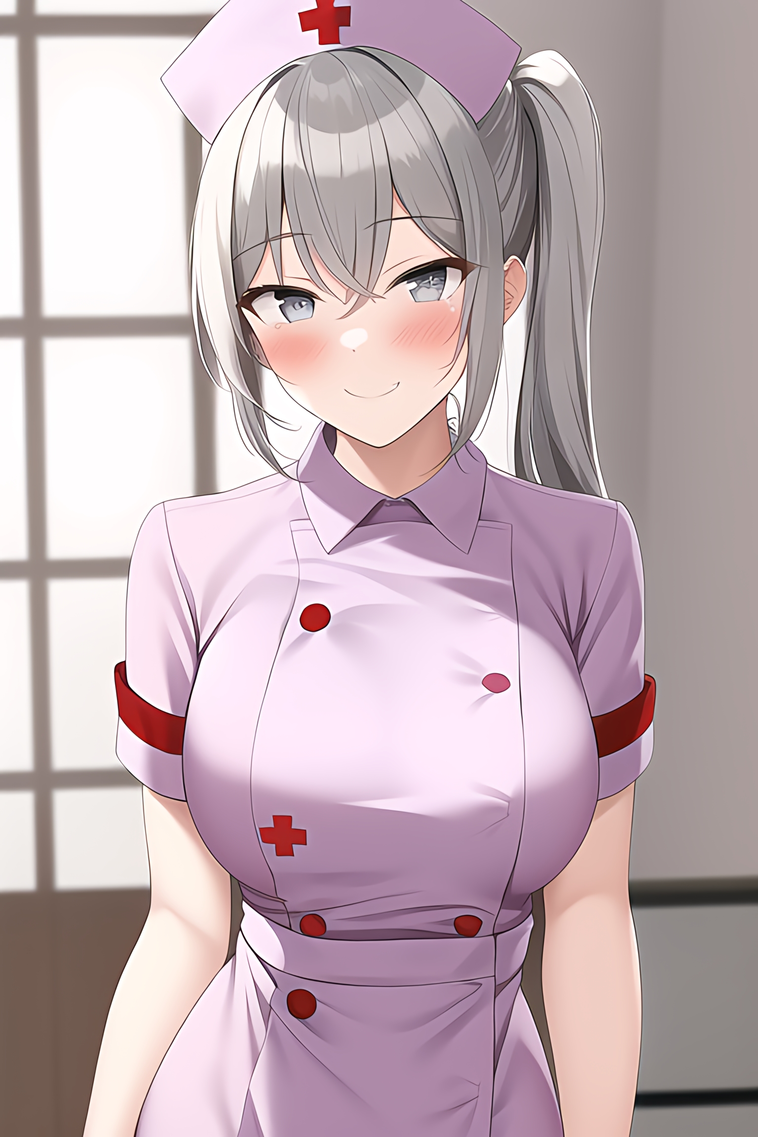 Anime Anime Girls Original Characters Ai Art Nurse Outfit Artwork Digital Art Nurses Blushing Side P 1536x2304