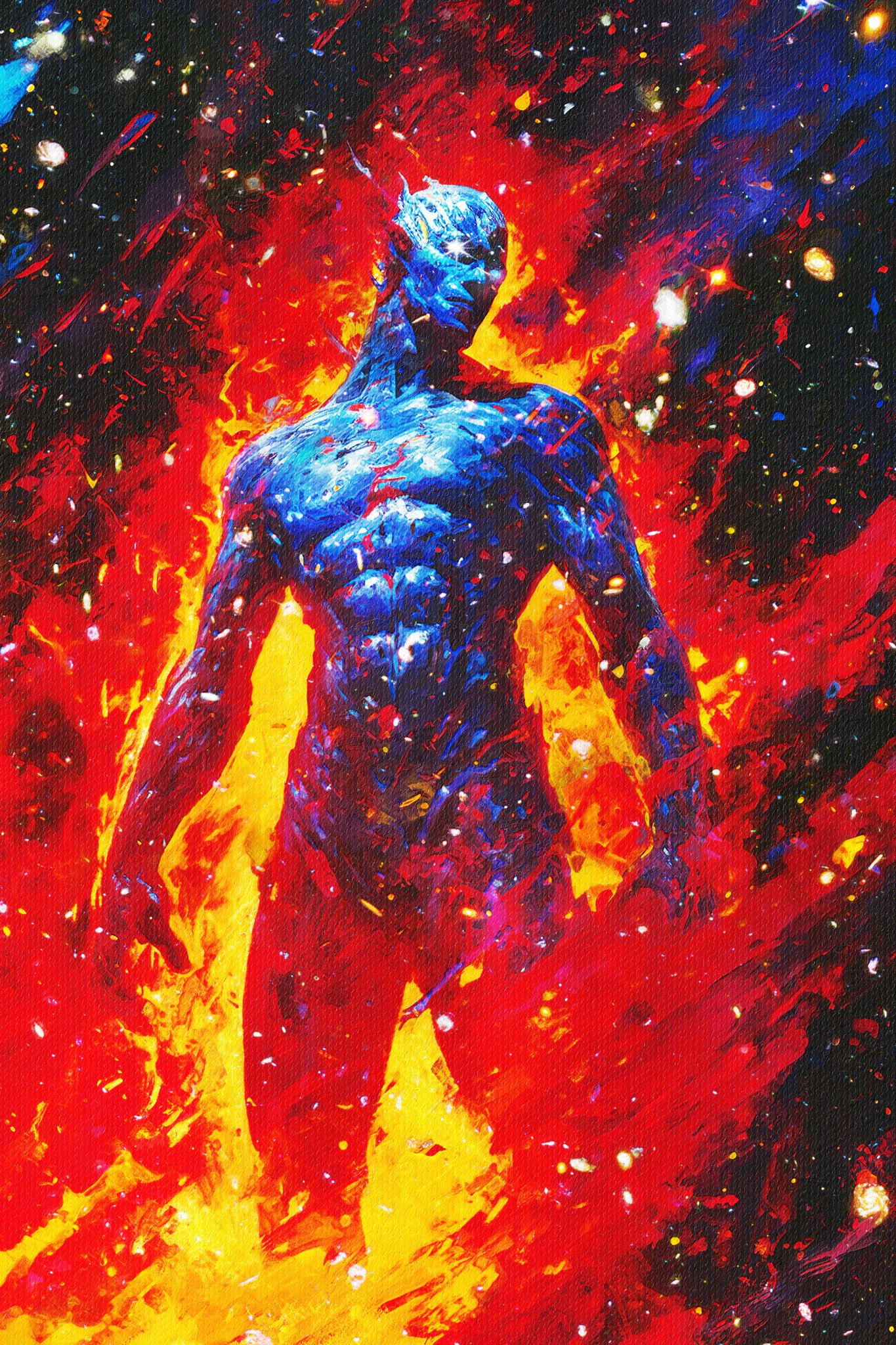 Dr Manhattan Illustration Digital Art Watchmen Fiery Portrait Display Superhero 1365x2048