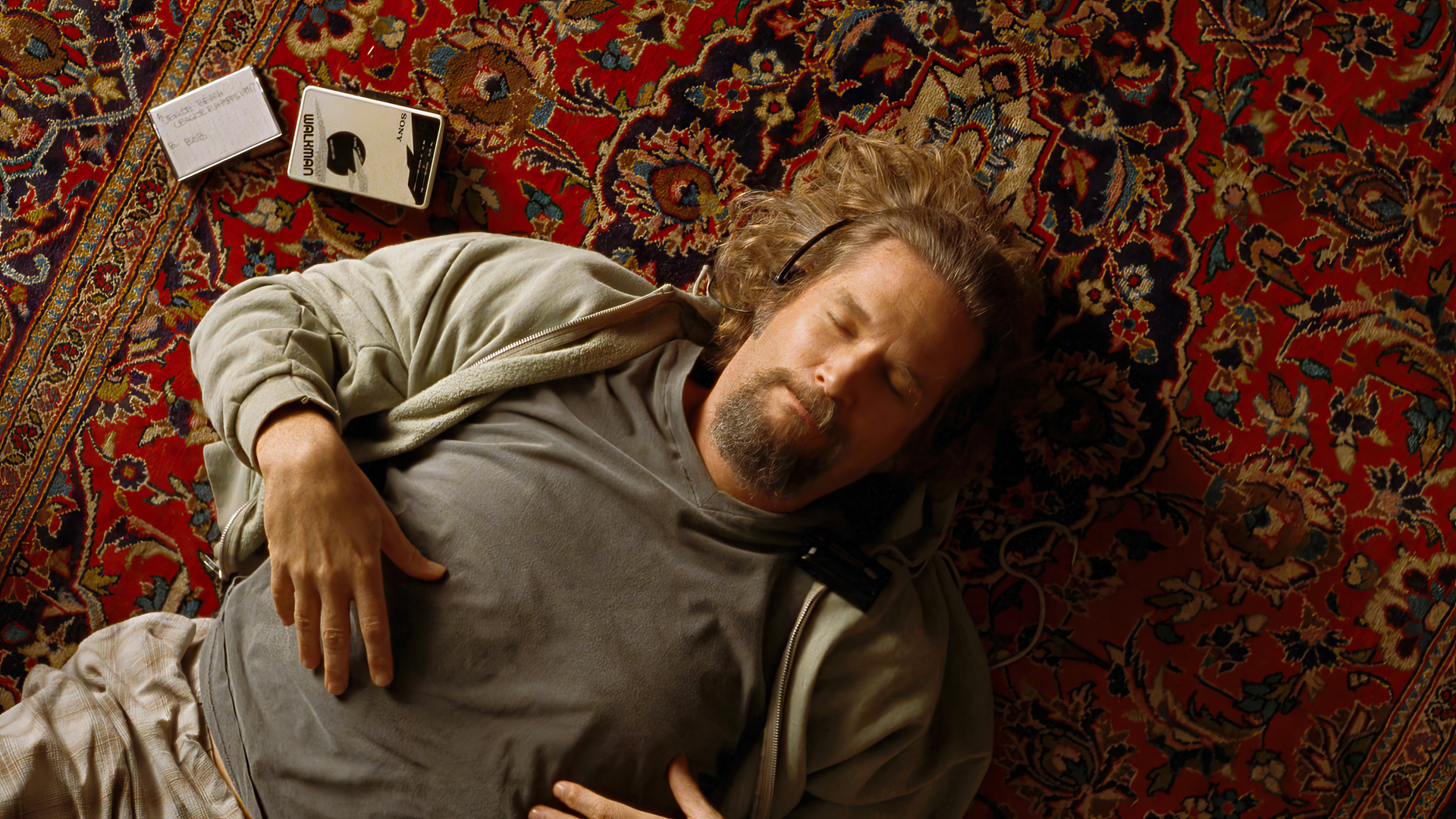 The Big Lebowski The Dude Jeff Bridges Cassette Player Carpet Movies Film Stills Headphones Men Lyin 1920x1080