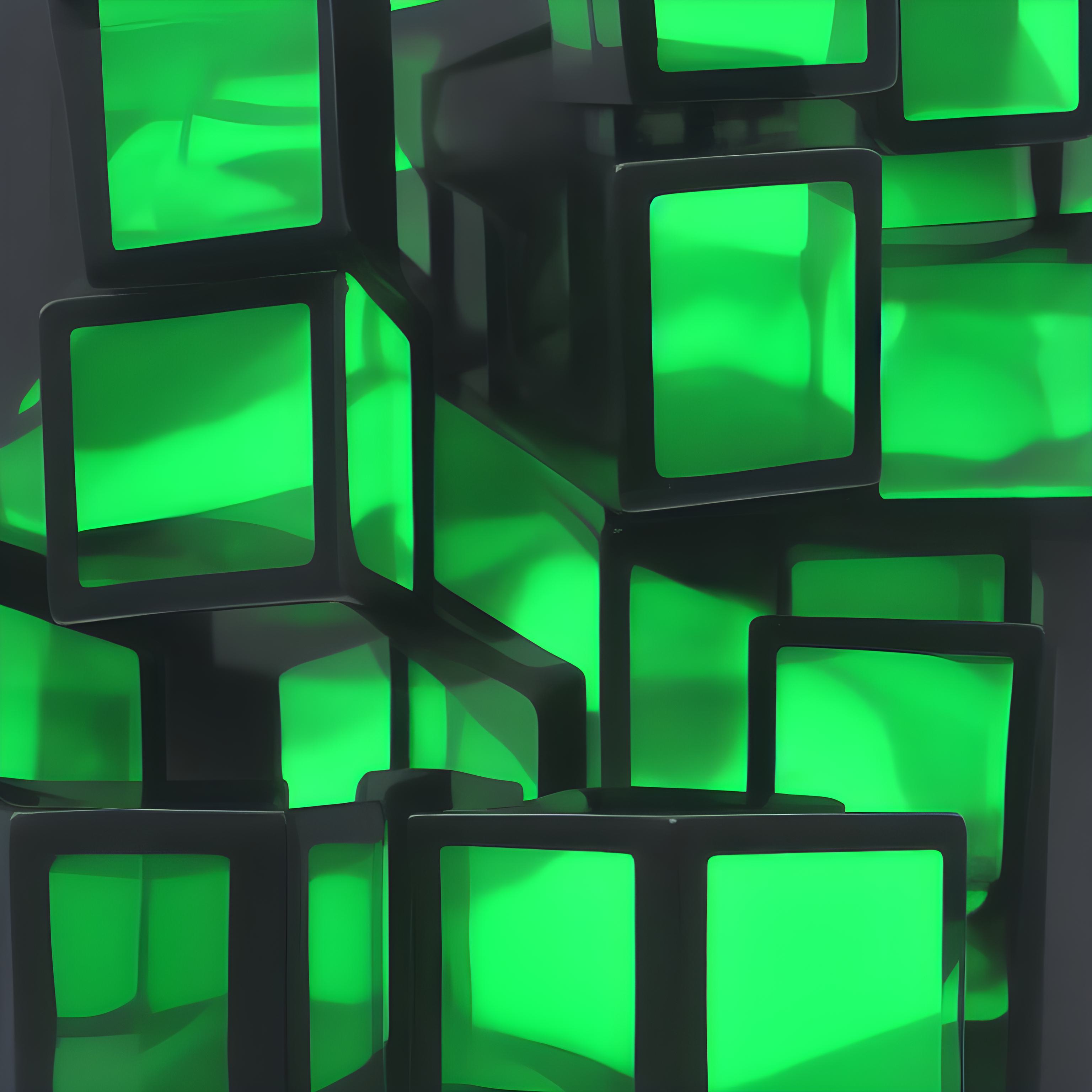 Green Cube Emerald Minimalism Simple Background 3072x3072