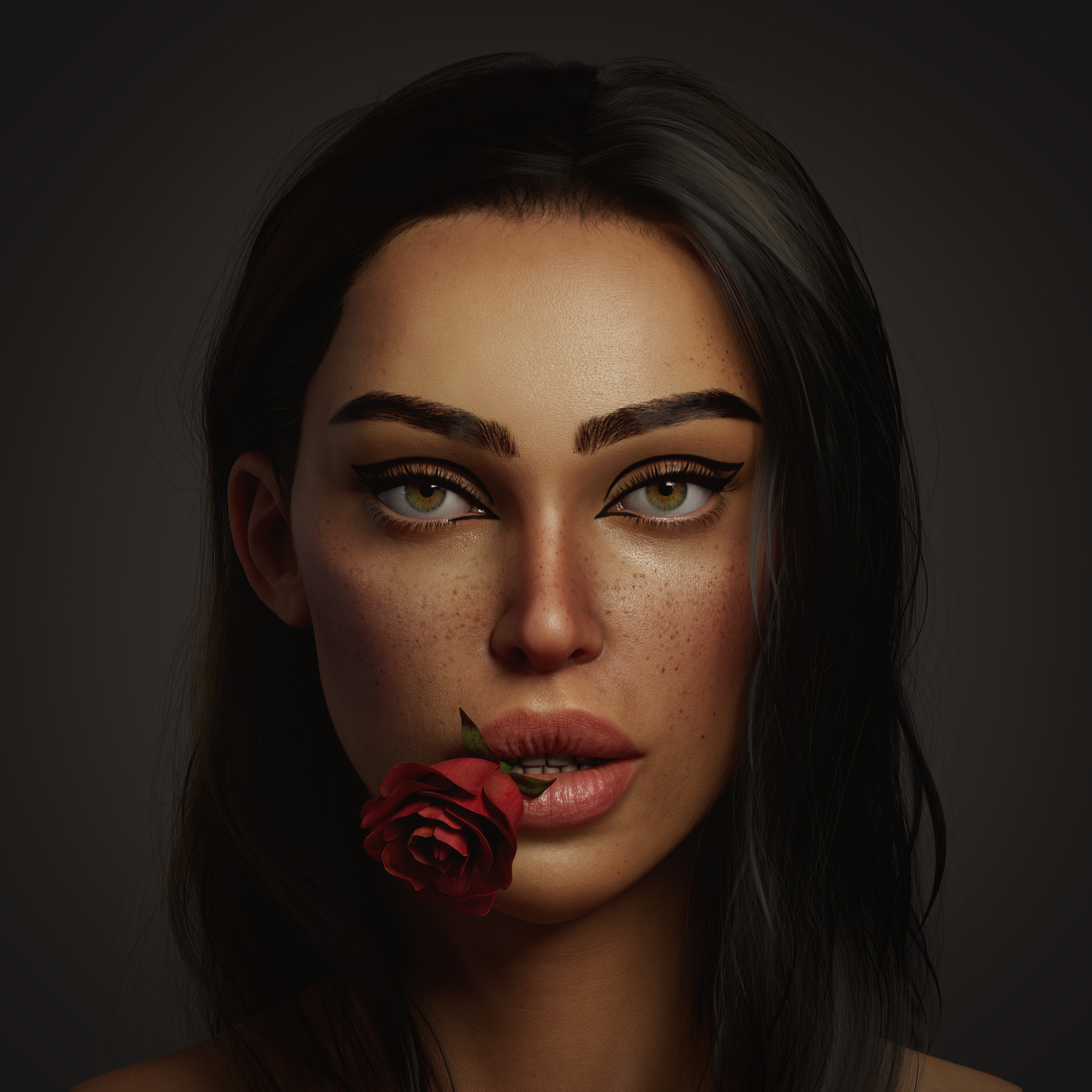 Mohamed Shalan Face Women Portrait Closeup Digital Art Looking At Viewer 3072x3072