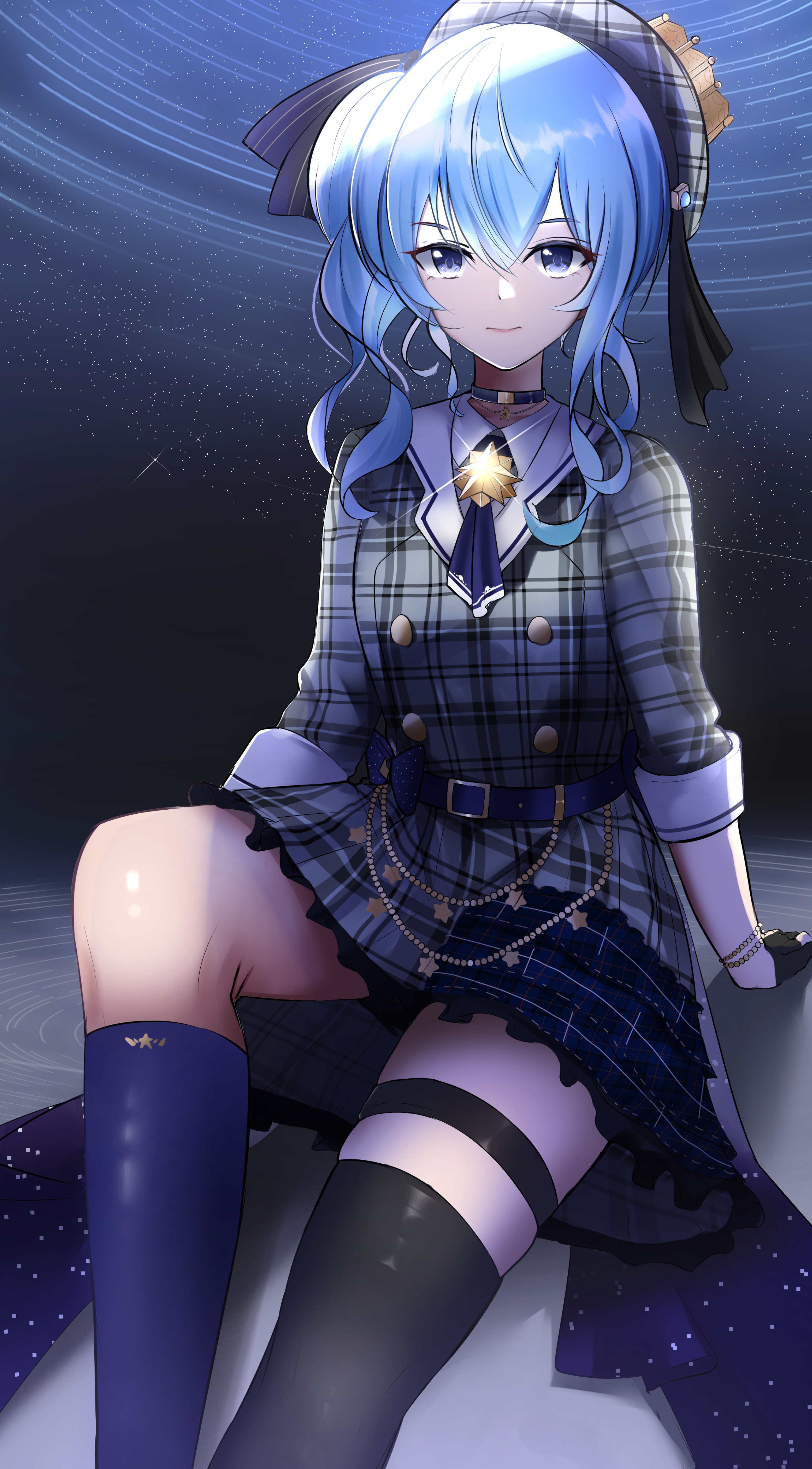 Anime Anime Girls Hololive Hoshimachi Suisei Long Hair Blue Hair Artwork Digital Art Fan Art Solo 3031x5485
