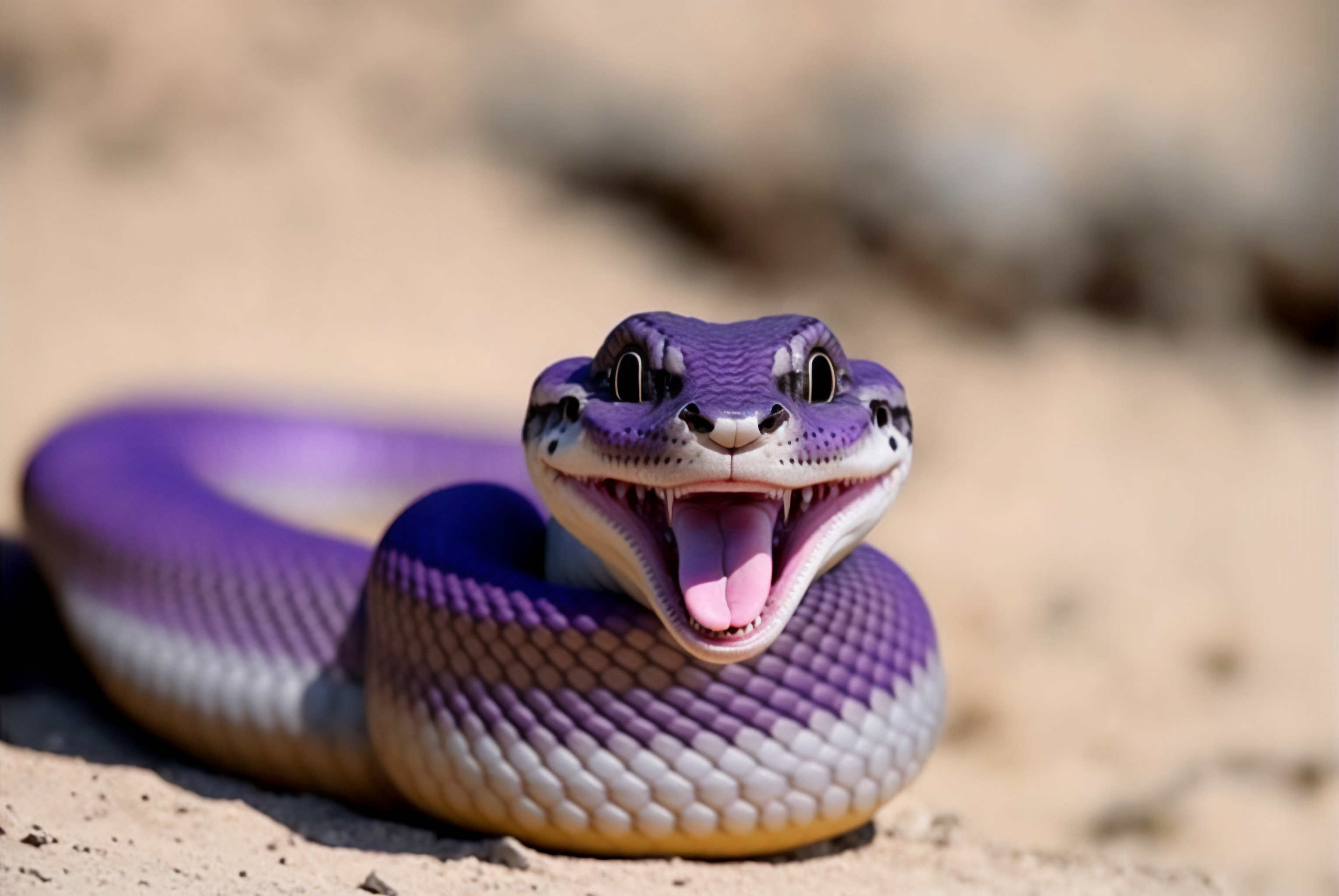 Ai Art Snake Purple Happy Animals Tongues 3060x2048