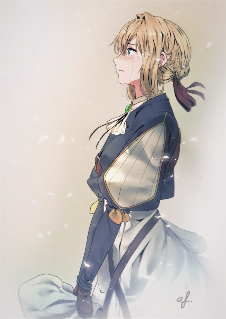 Anime Anime Girls Violet Evergarden Violet Evergarden Character Looking Into The Distance Crying Blo 943x1333