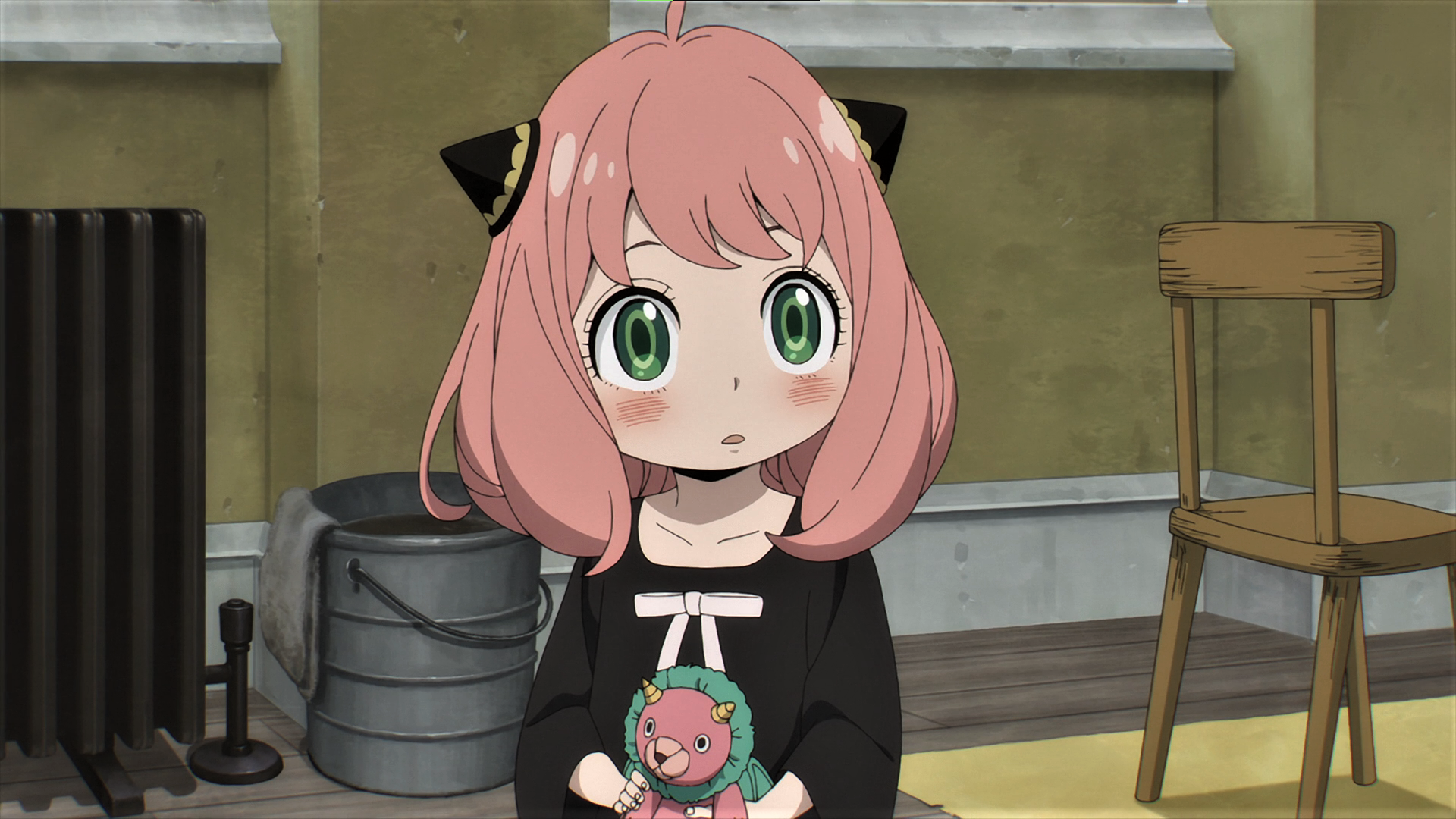 Spy X Family Anya Forger Pink Hair Stuffed Animal Bow Blushing Anime Anime Screenshot Anime Girls 1920x1080