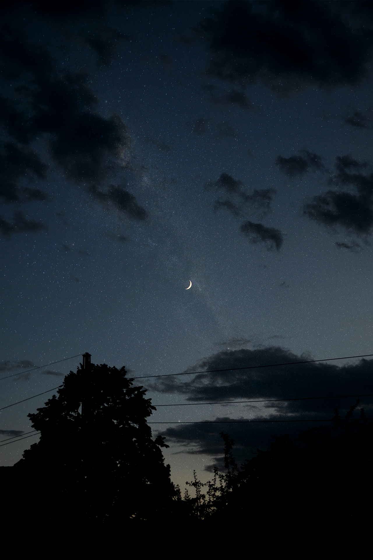 Nikon Photography Stars Moon Portrait Display Sky Crescent Moon Clouds Night Trees 1280x1920