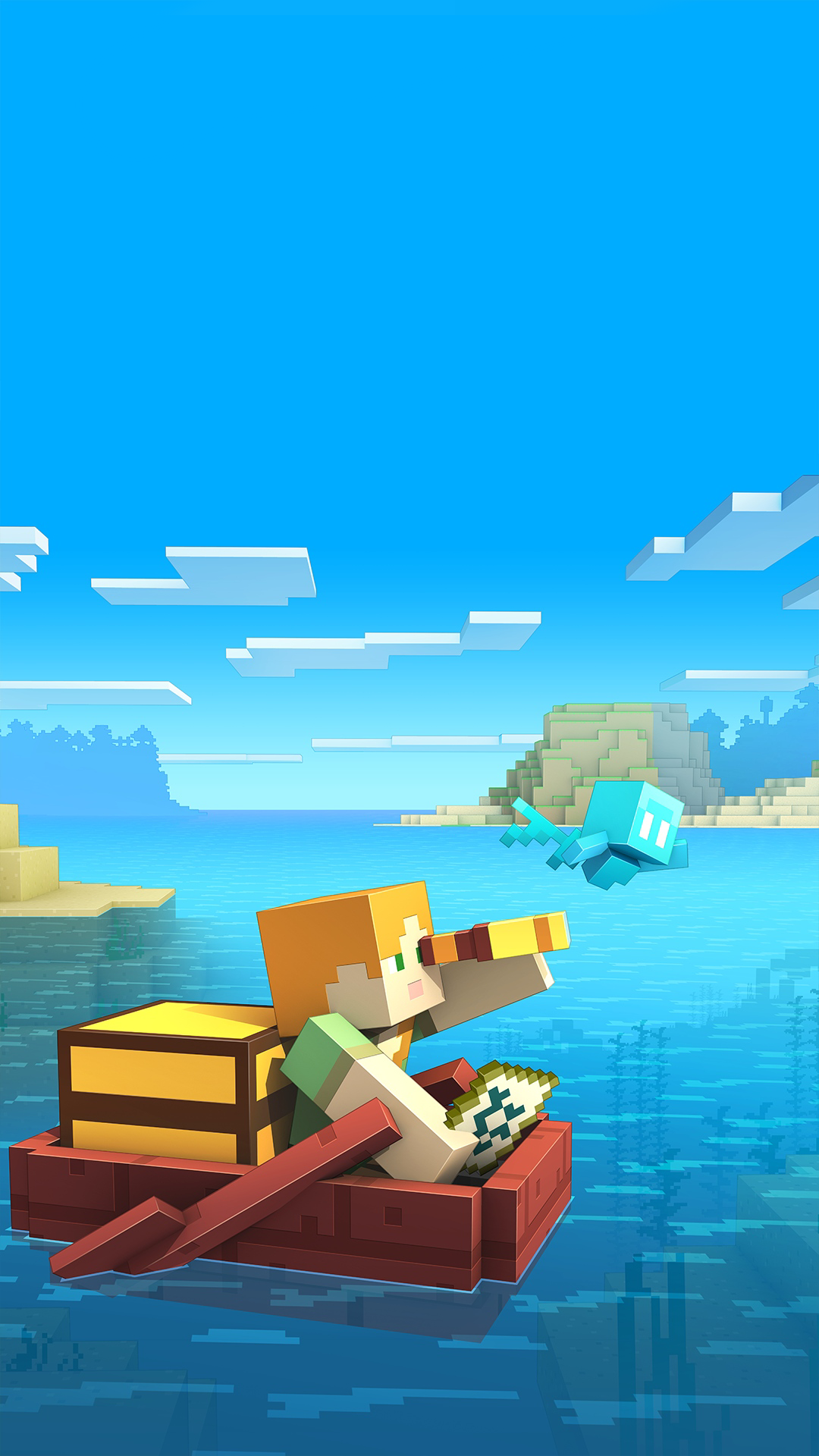 Minecraft Java Video Games Water Boat Treasure Chest 1080x1920