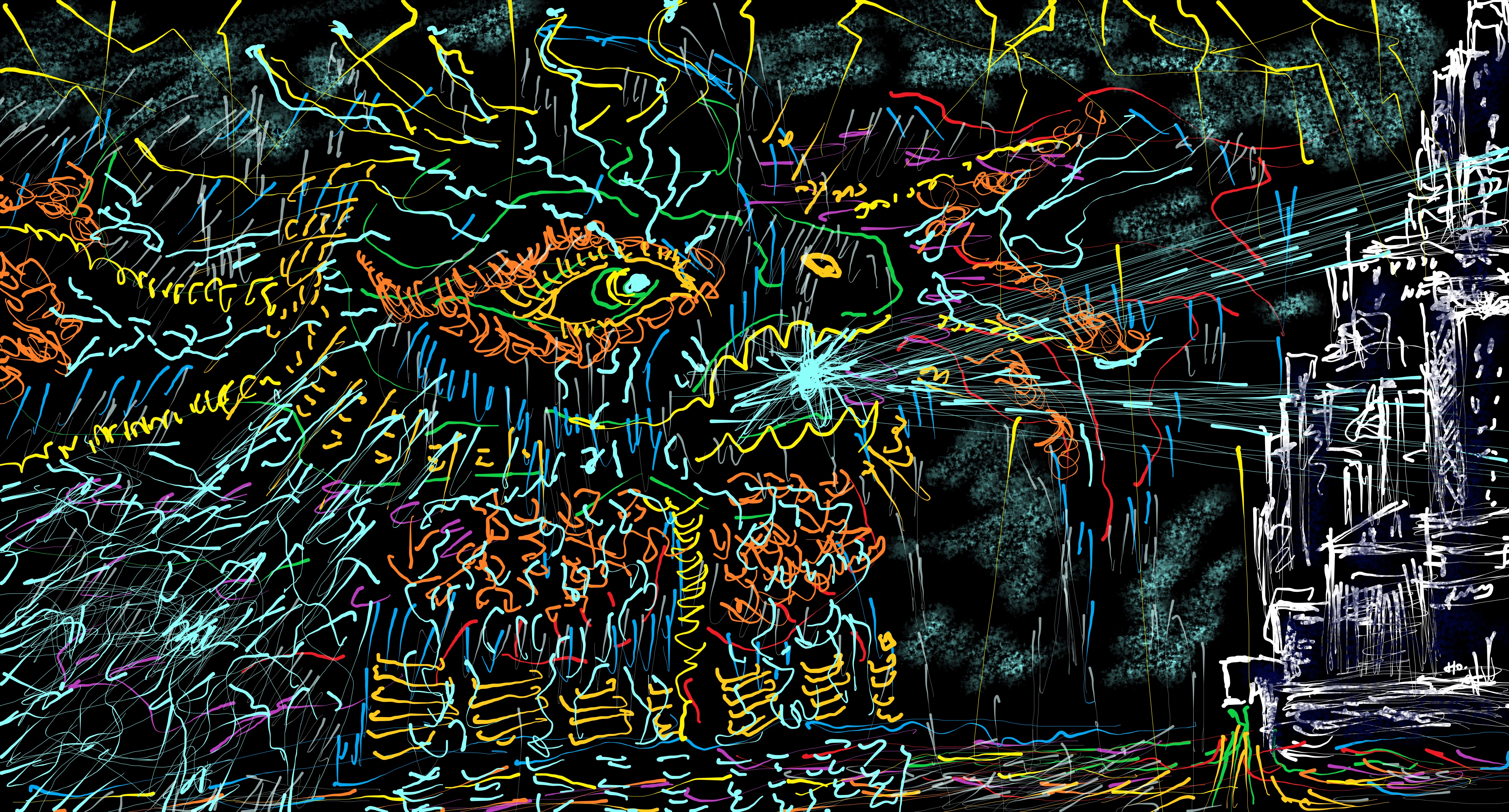 Beast Character Dinosaurs Godzilla Sea City Imagination Digital Painting FishermanHo Painting Artwor 4924x2652