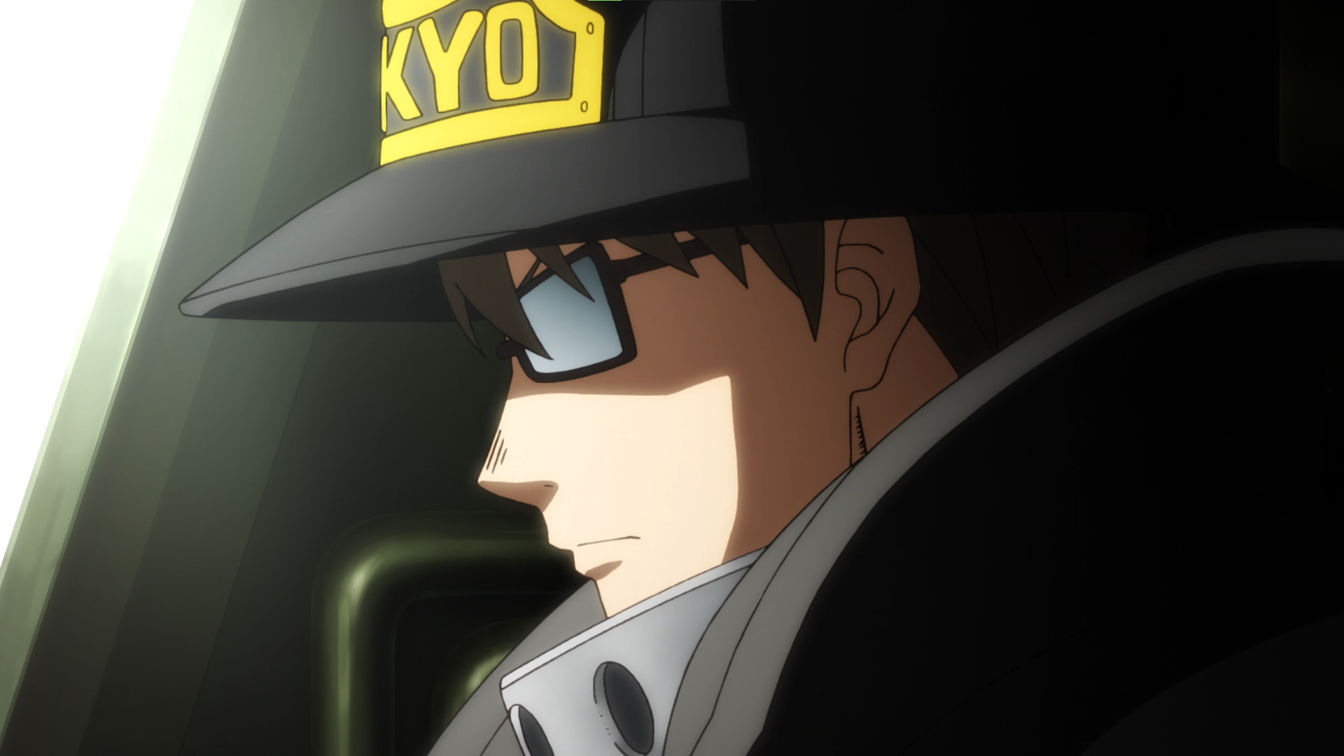 Anime Anime Screenshot Enen No Shouboutai Glasses Takehisa Hinawa Anime Boys Hat Simple Background 1920x1080