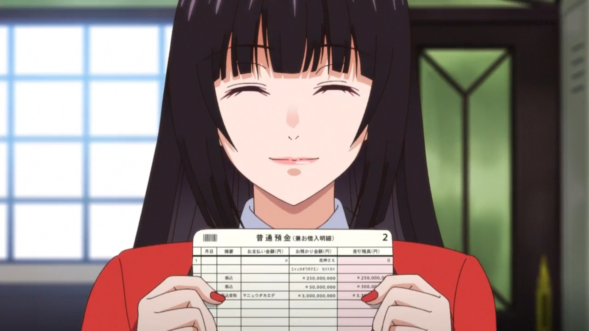 Anime Anime Girls Anime Screenshot Kakegurui Jabami Yumeko Long Hair Black Hair Solo Artwork Digital 1920x1080