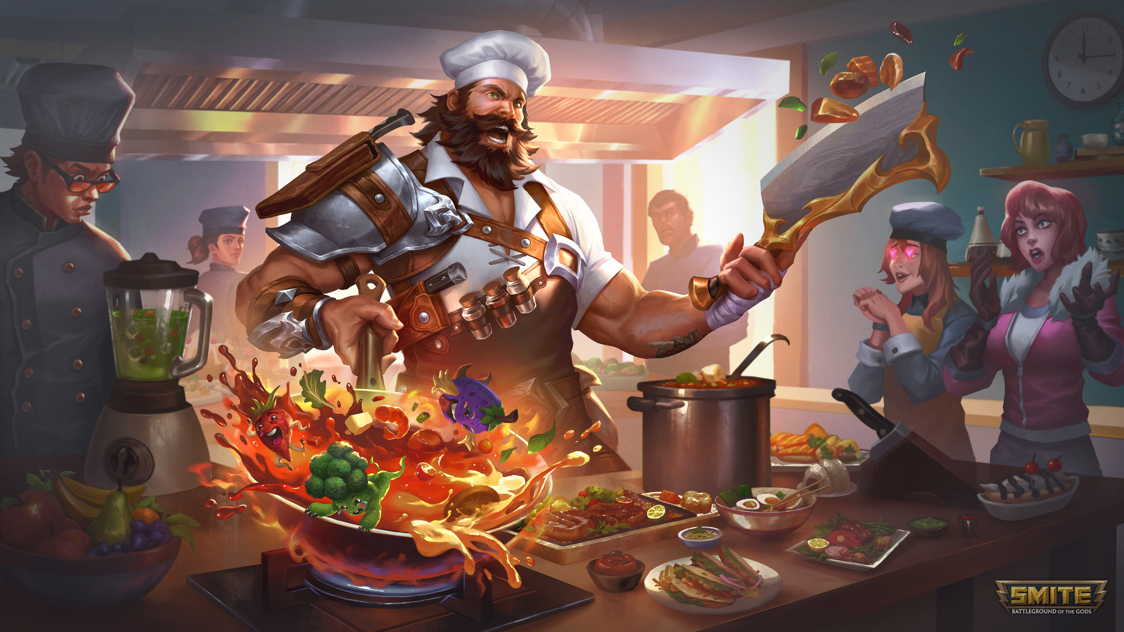 Smite Moba Video Game Characters Video Game Art Video Game Man Video Games Cooking Chefs Hat Muscles 3840x2160