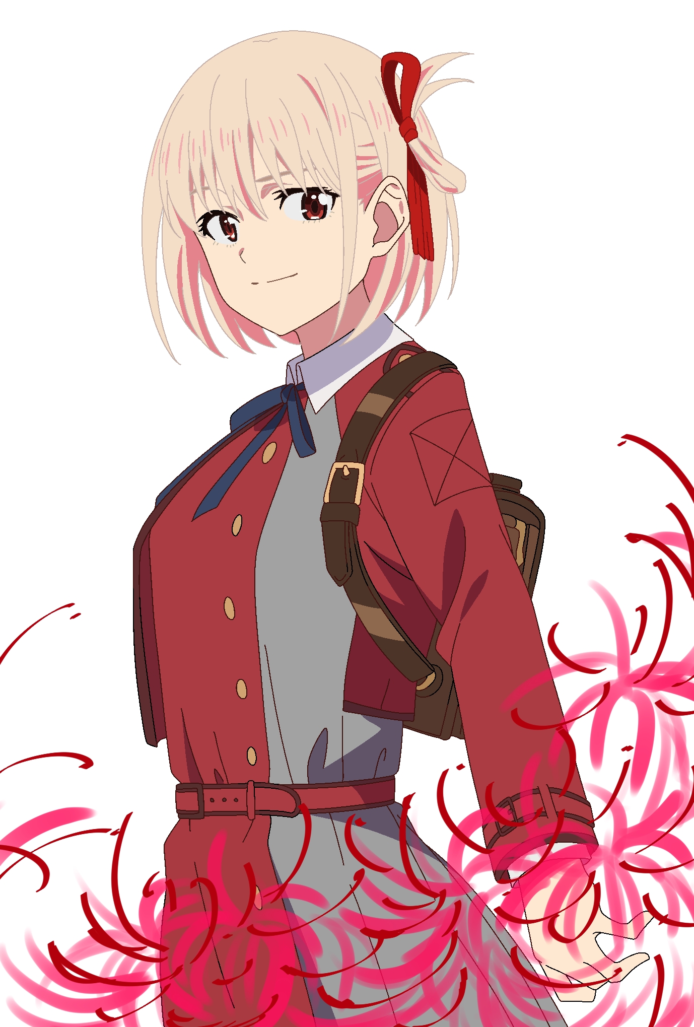 Lycoris Recoil Nishikigi Chisato Anime Anime Girls Short Hair Solo Artwork Digital Art Fan Art 7037