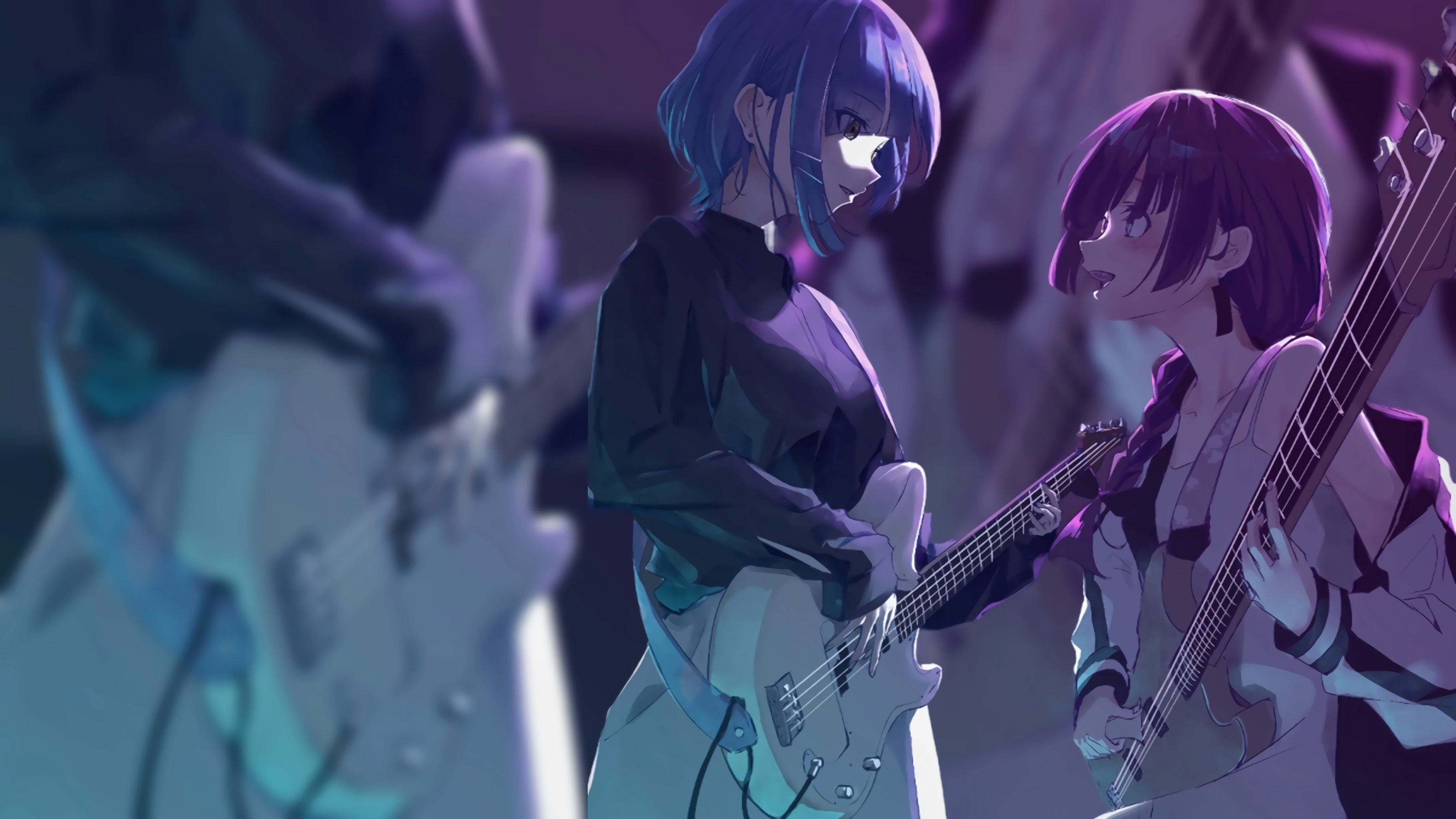 Anime Anime Girls BOCCHi THE ROCK Guitar Musical Instrument Ryo Yamada Kita Ikuyo 3641x2048