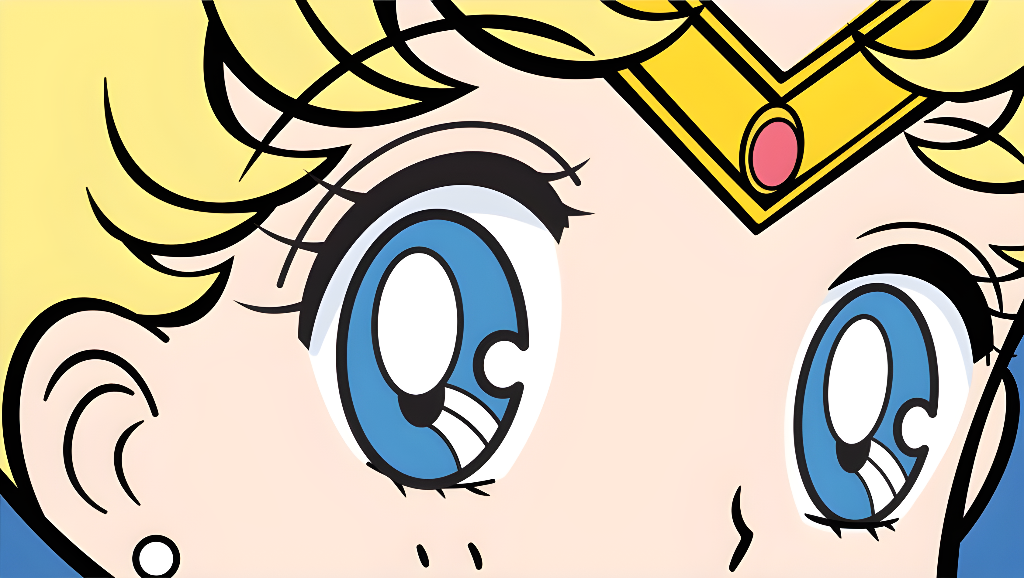 Sailor Moon Eyes Anime Anime Girls Closeup Tsukino Usagi Looking At Viewer Blonde Blue Eyes Tiaras 3368x1904