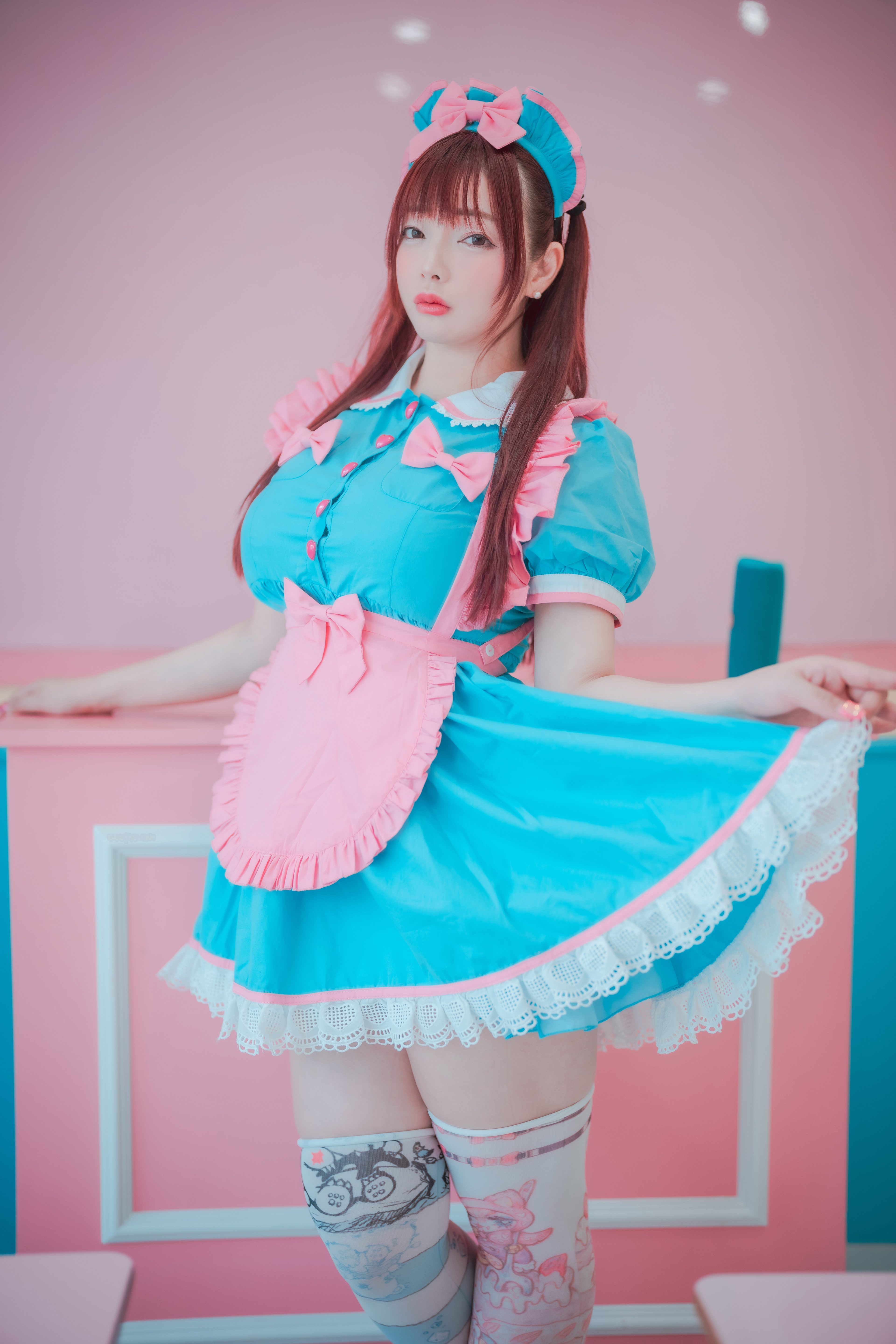 Women Model Asian Cosplay Maid Maid Outfit Women Indoors 3840x5760