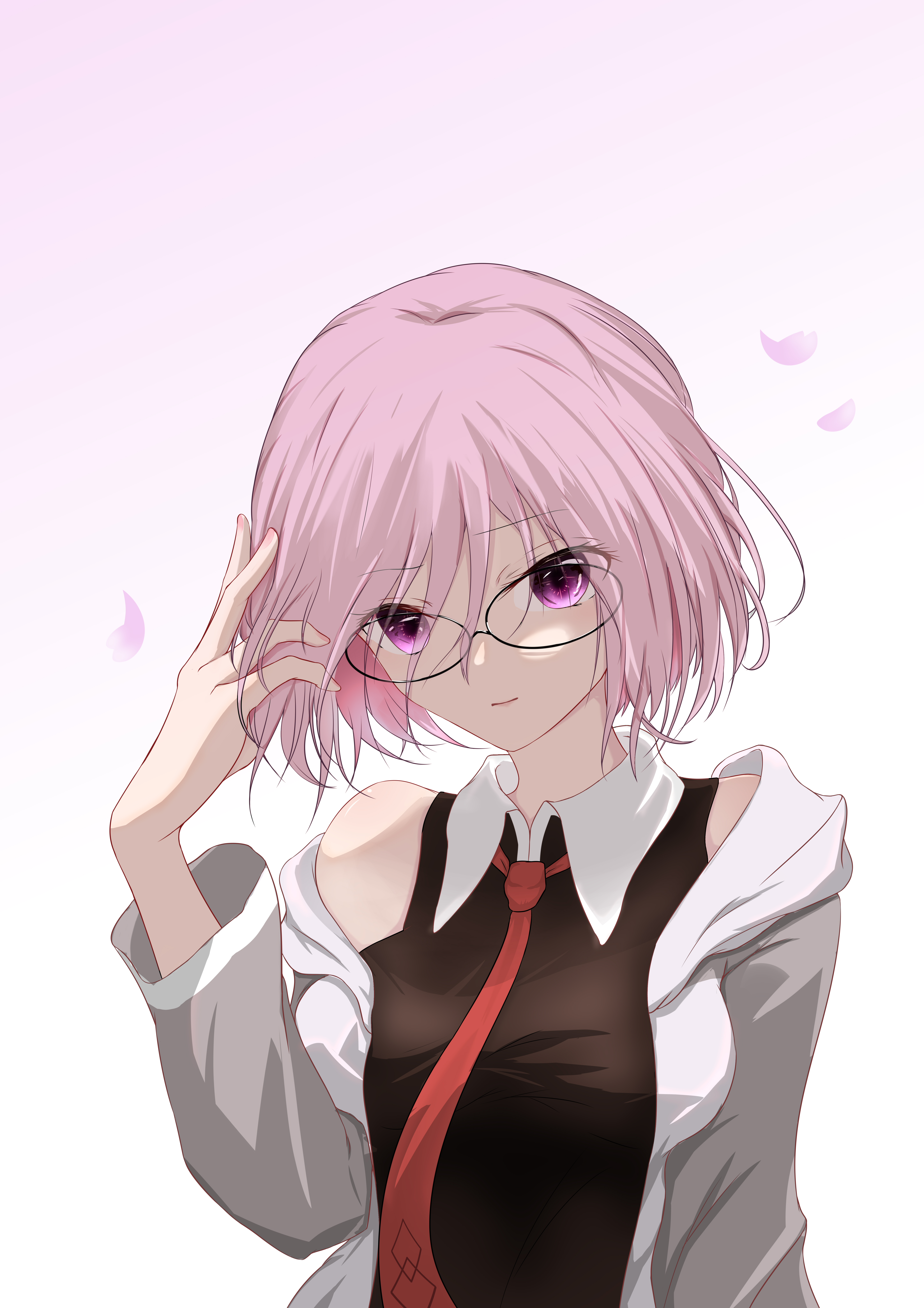 Anime Anime Girls Fate Series Fate Grand Order Mash Kyrielight Short Hair Pink Hair Artwork Digital  5788x8186